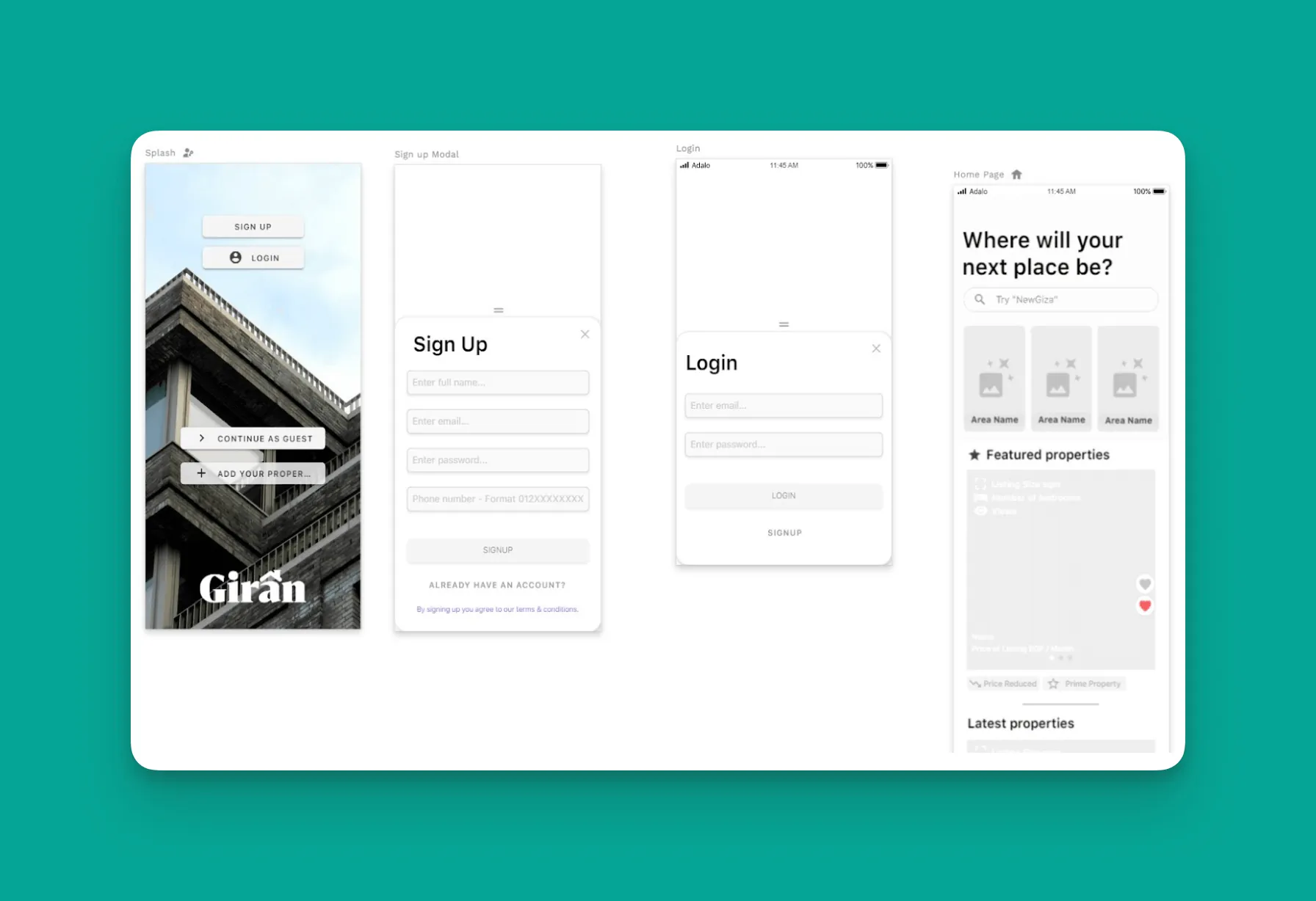 Adalo real estate app template screenshot