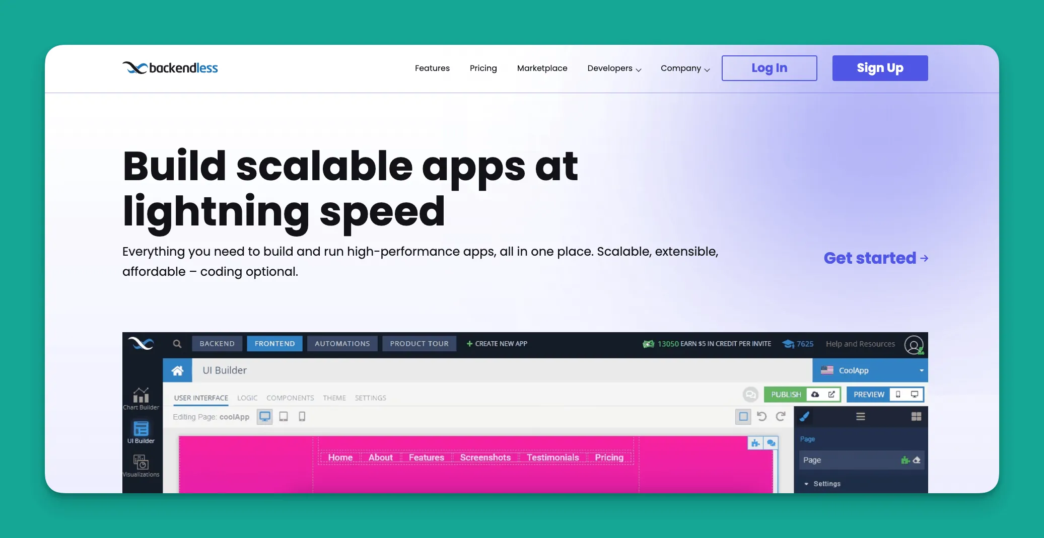 Backendless platform interface