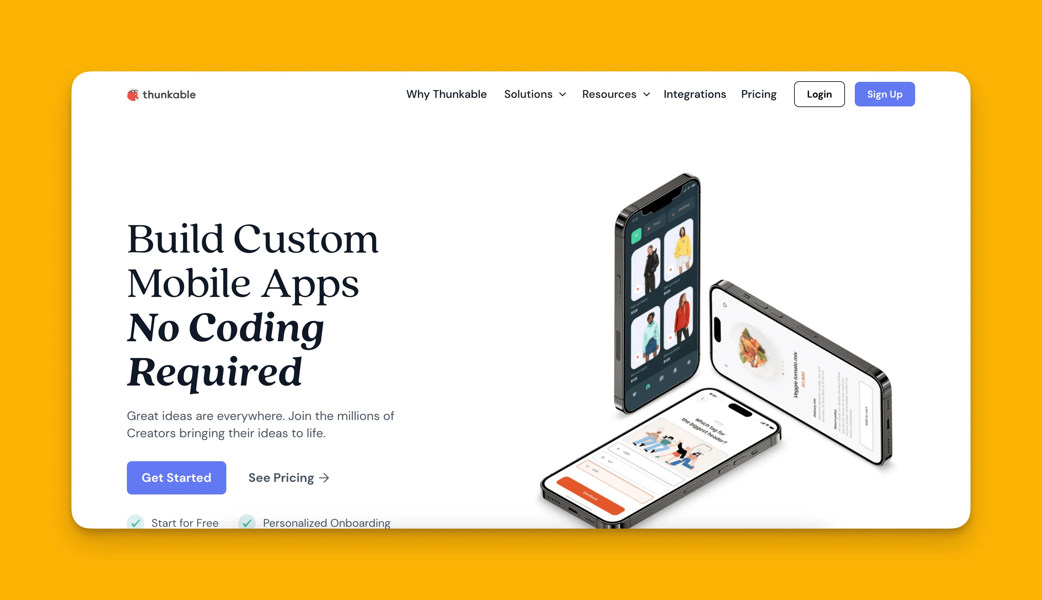 Thunkable app builder interface