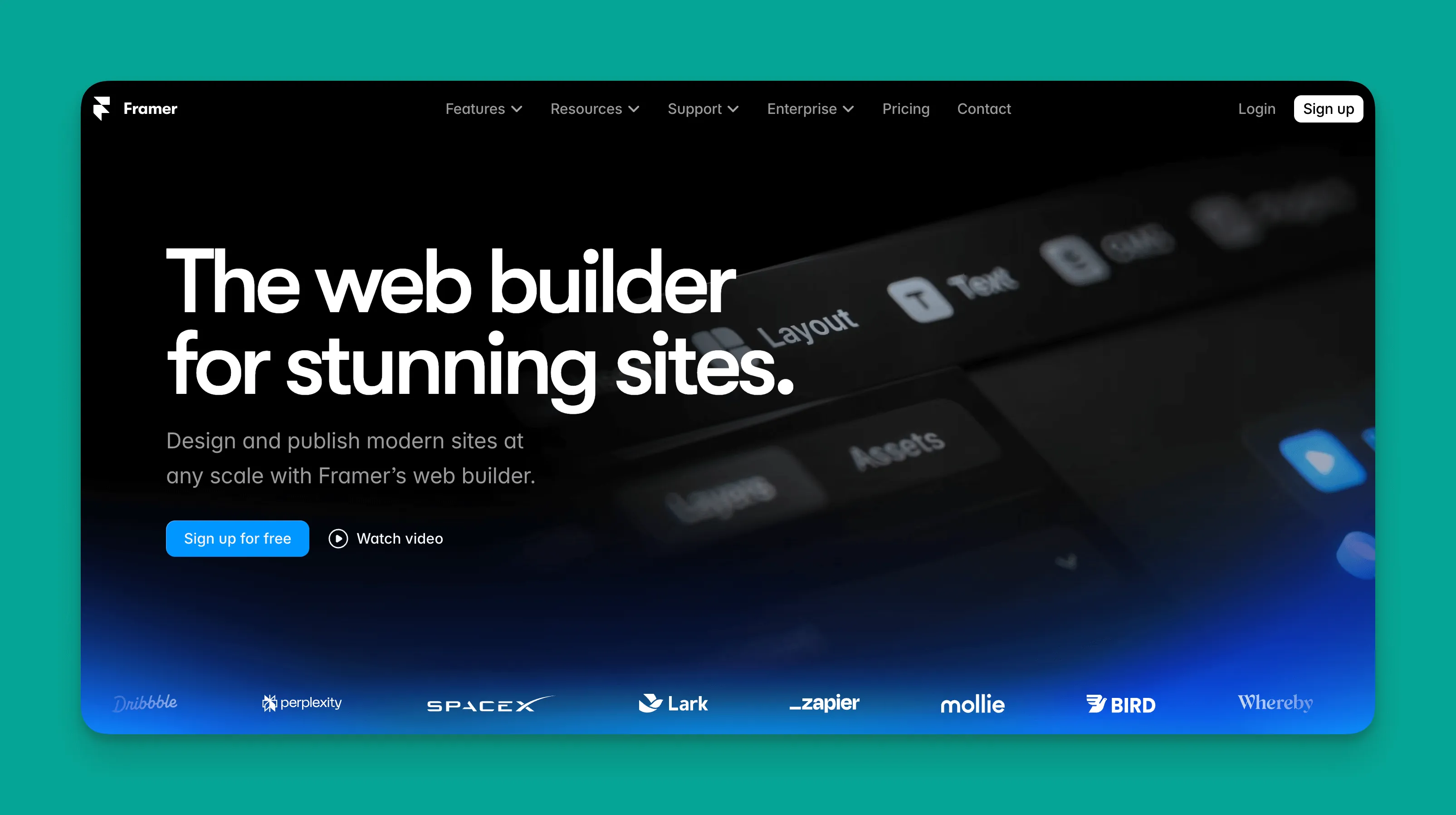 Framer website builder interface