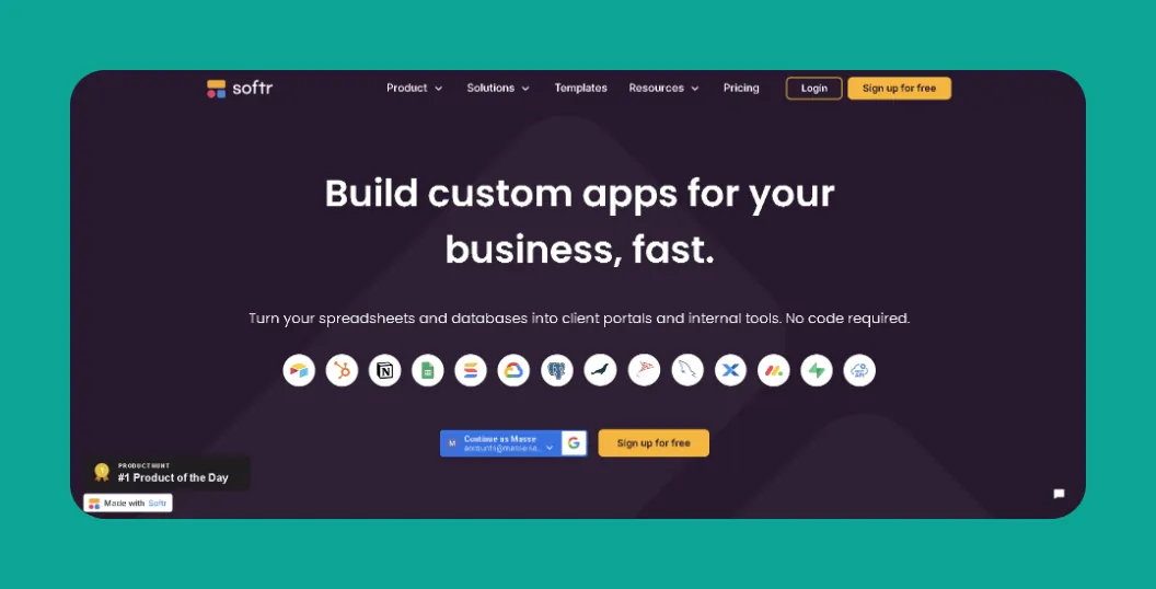 Softr platform interface