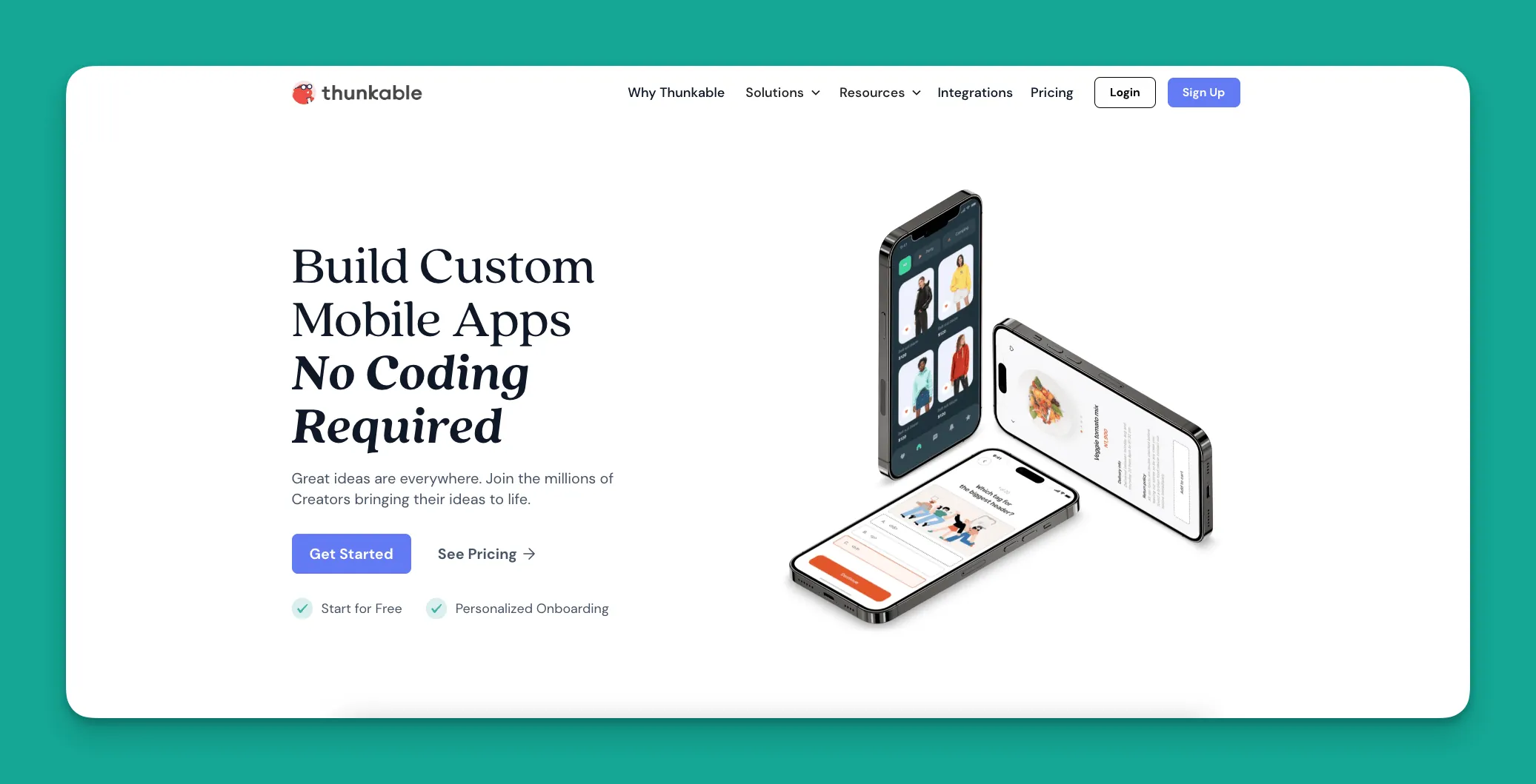 Thunkable app builder interface
