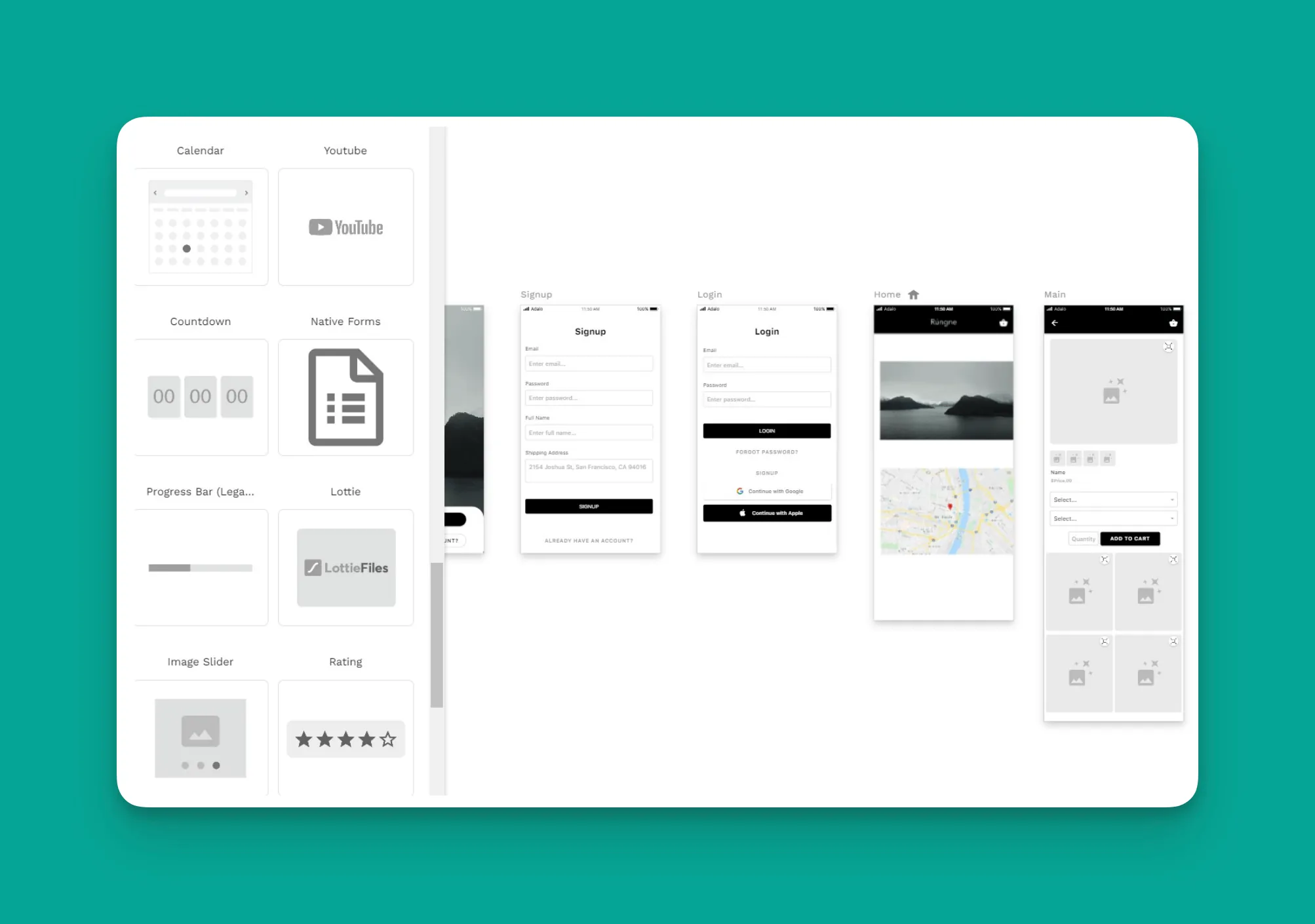 Adalo e-commerce app template screenshot