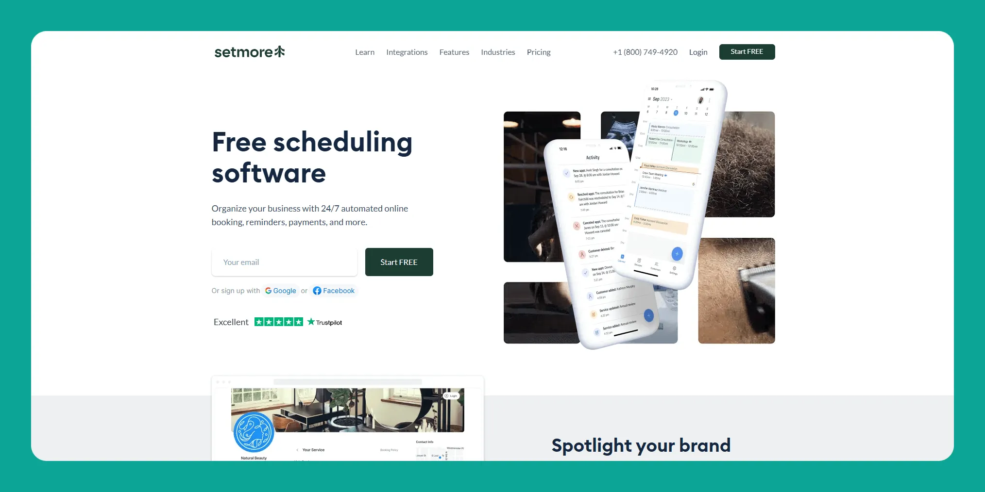 Setmore scheduling software interface