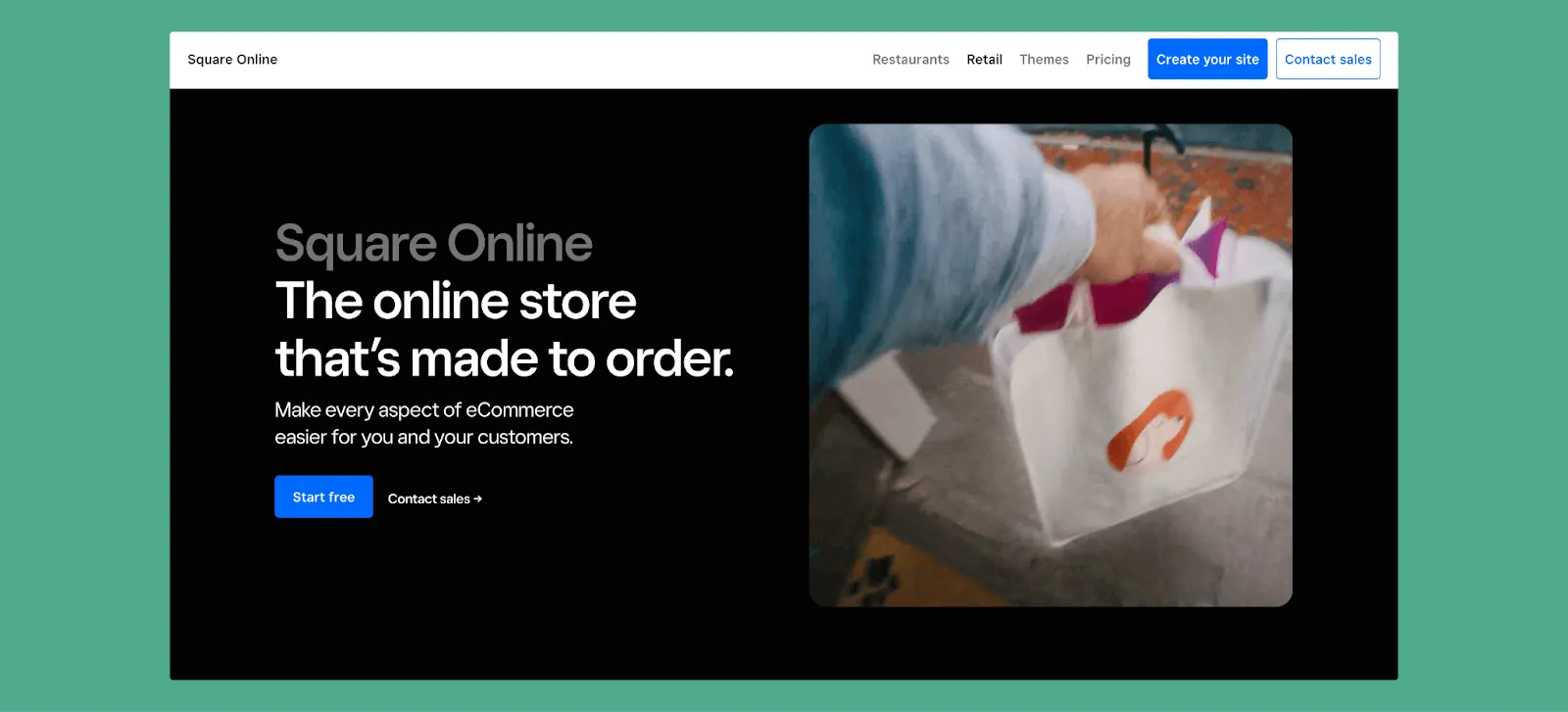 Square Online interface