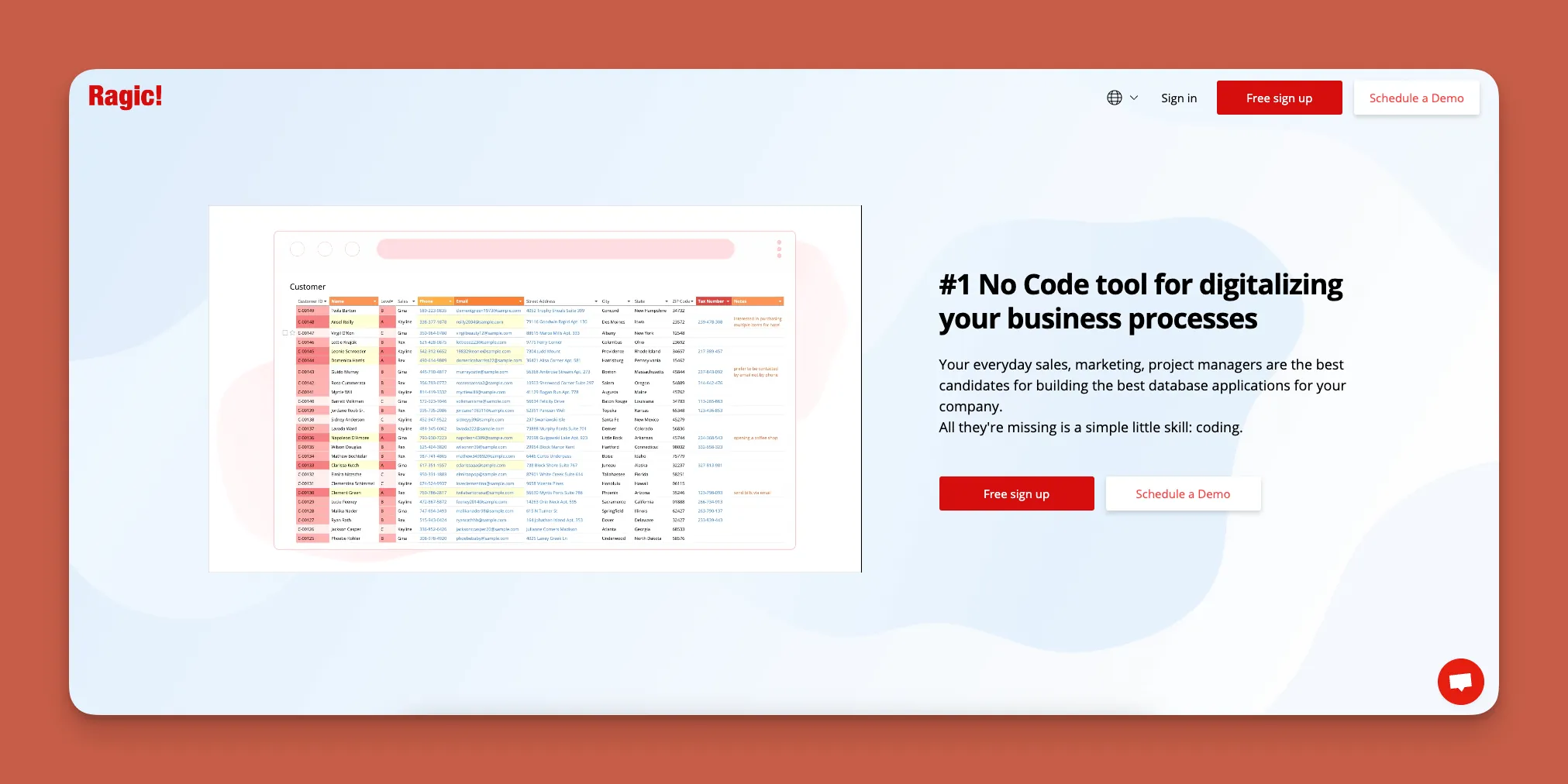 Ragic database builder interface
