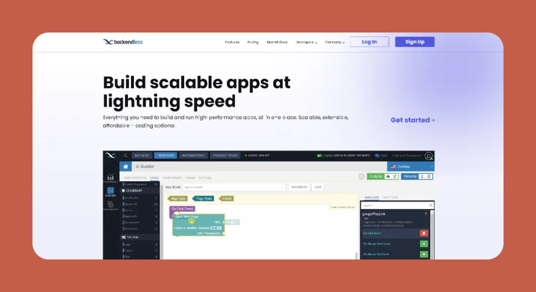 Backendless interface