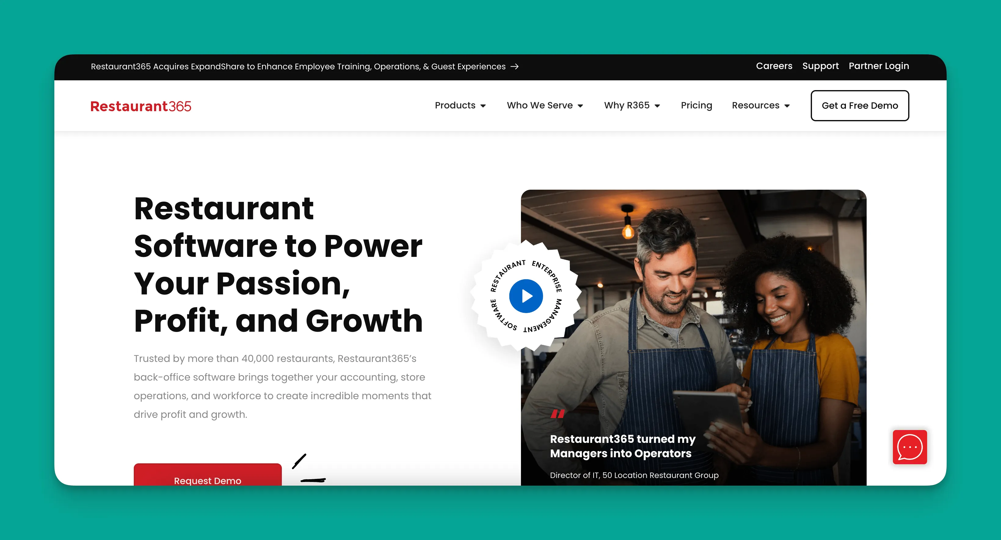 Restaurant365 management interface