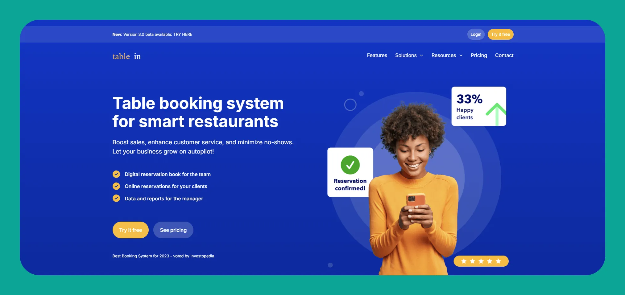 Tablein booking system