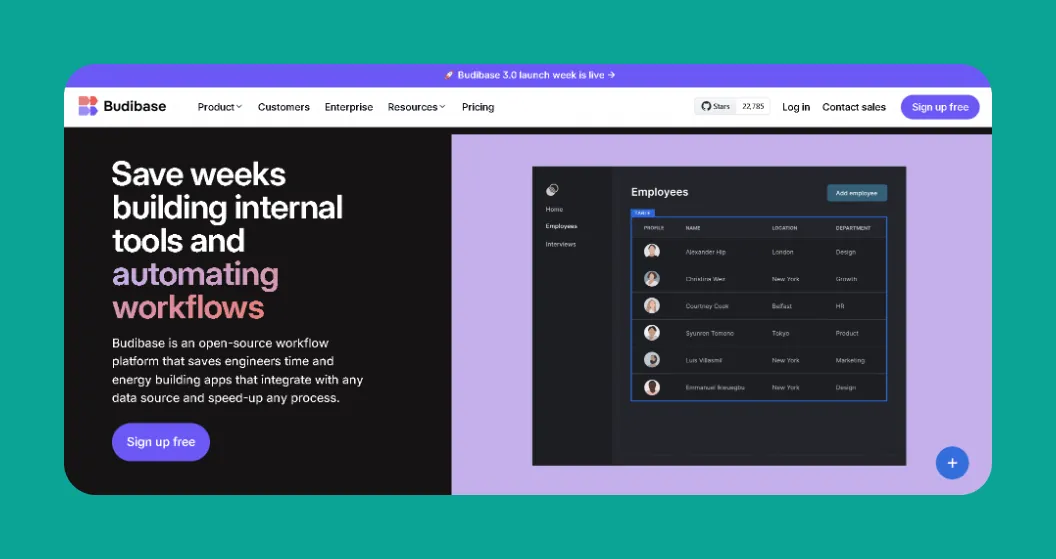 Budibase app builder interface