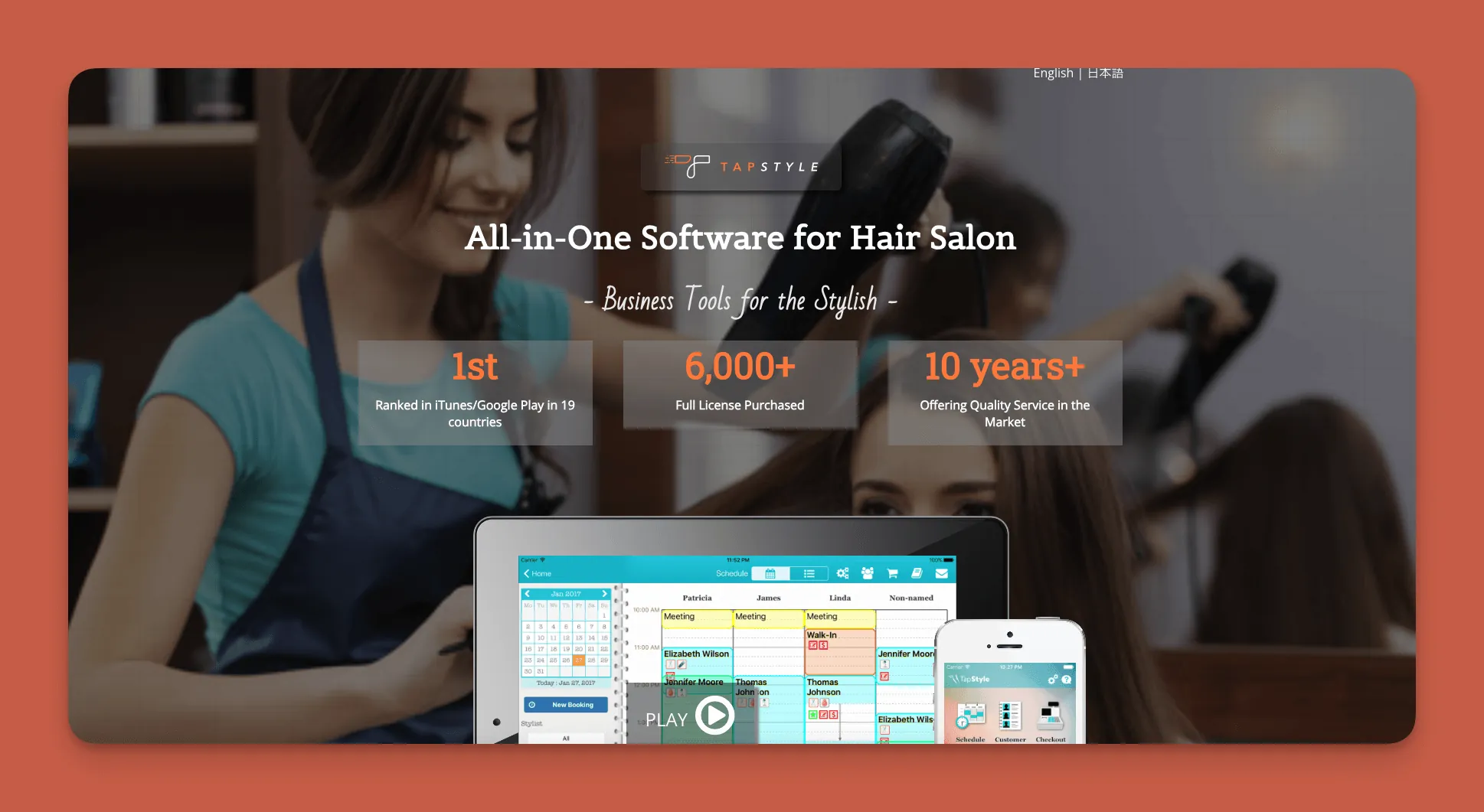 Tapstyle salon app interface