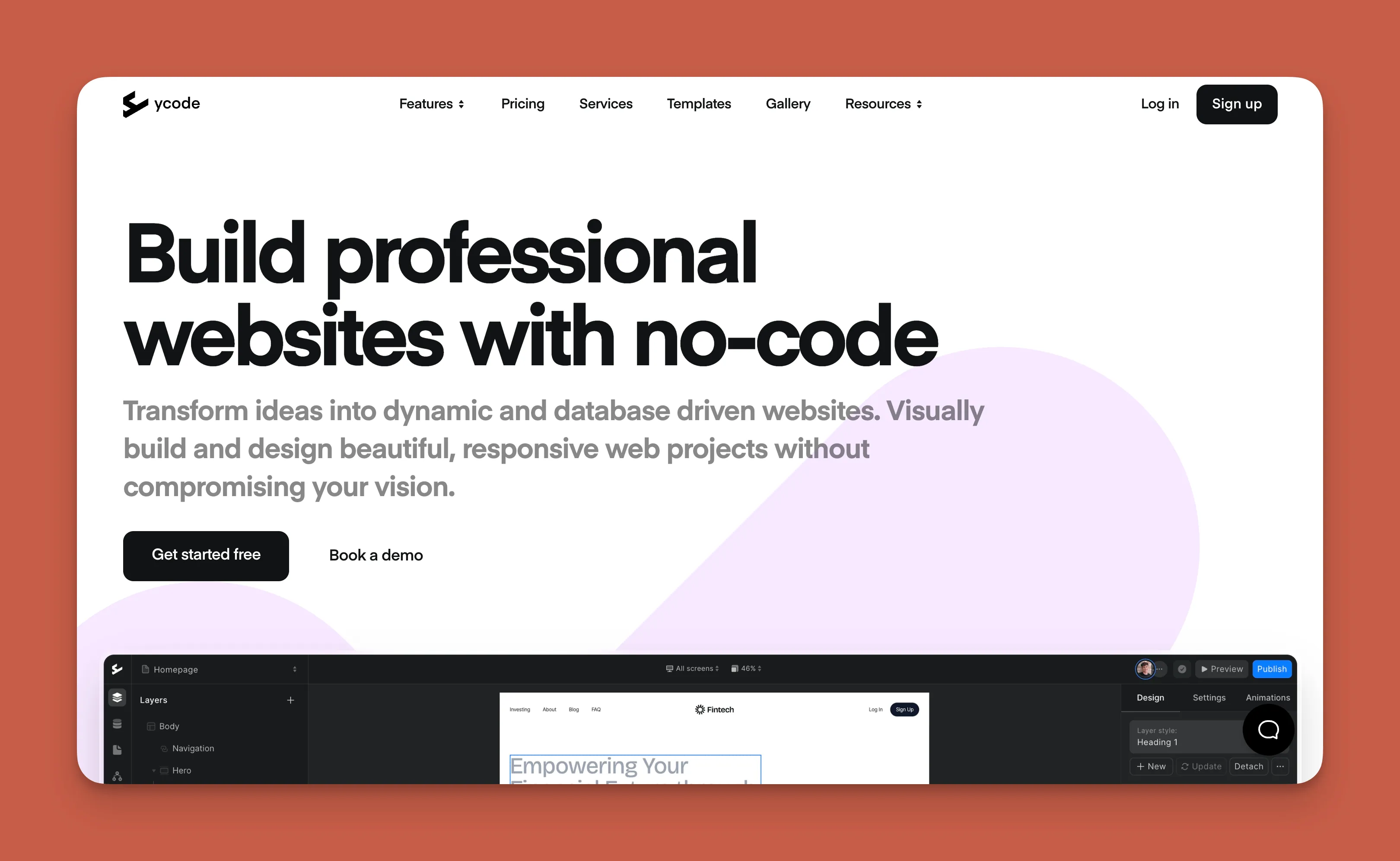 YCode web app builder interface