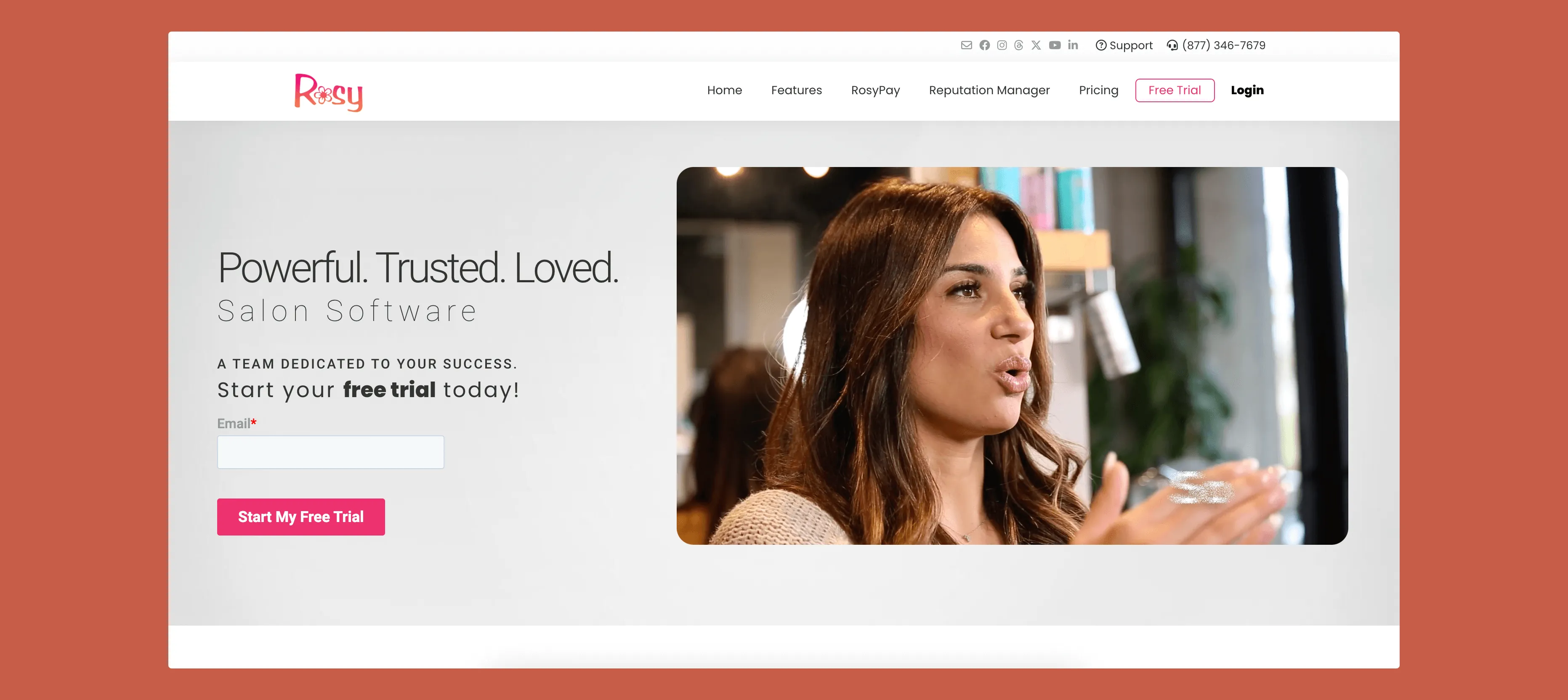 Rosy salon software interface