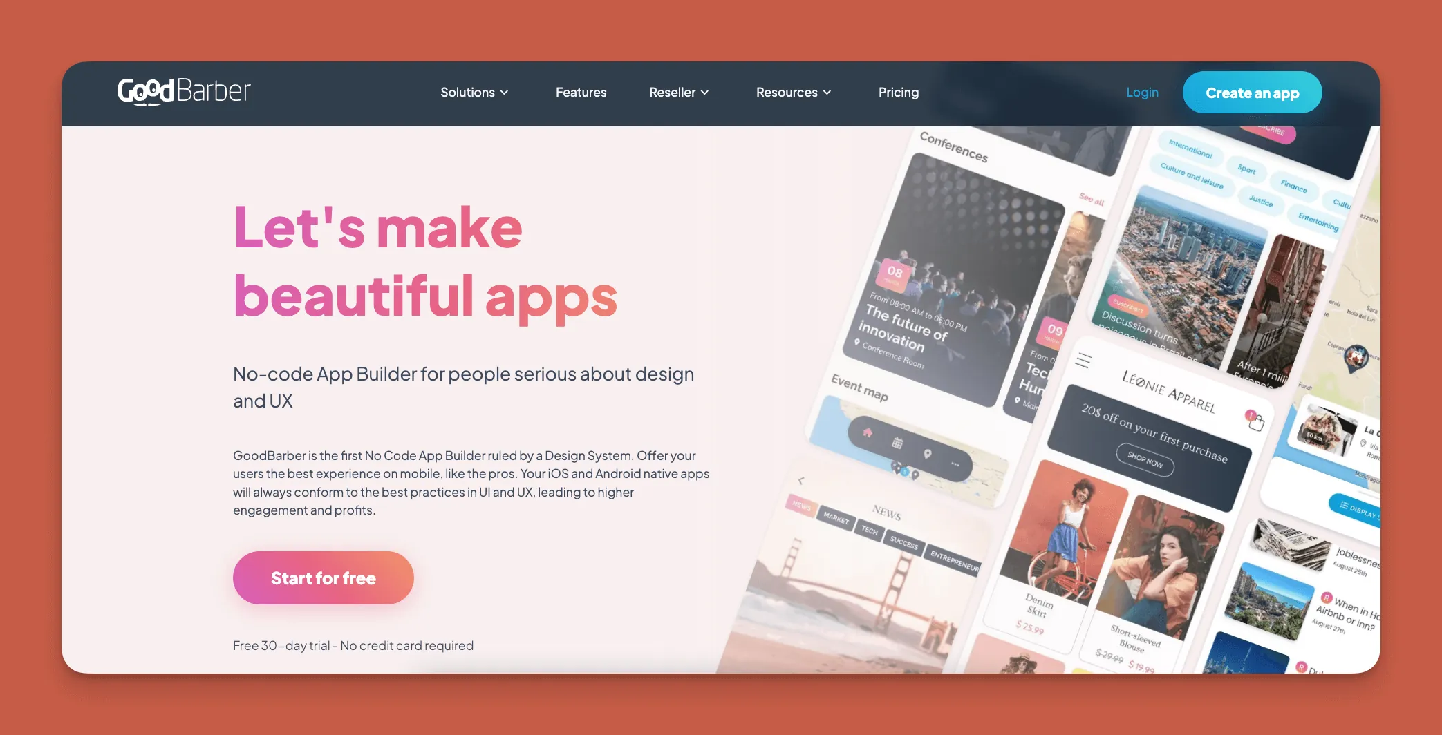 GoodBarber interface