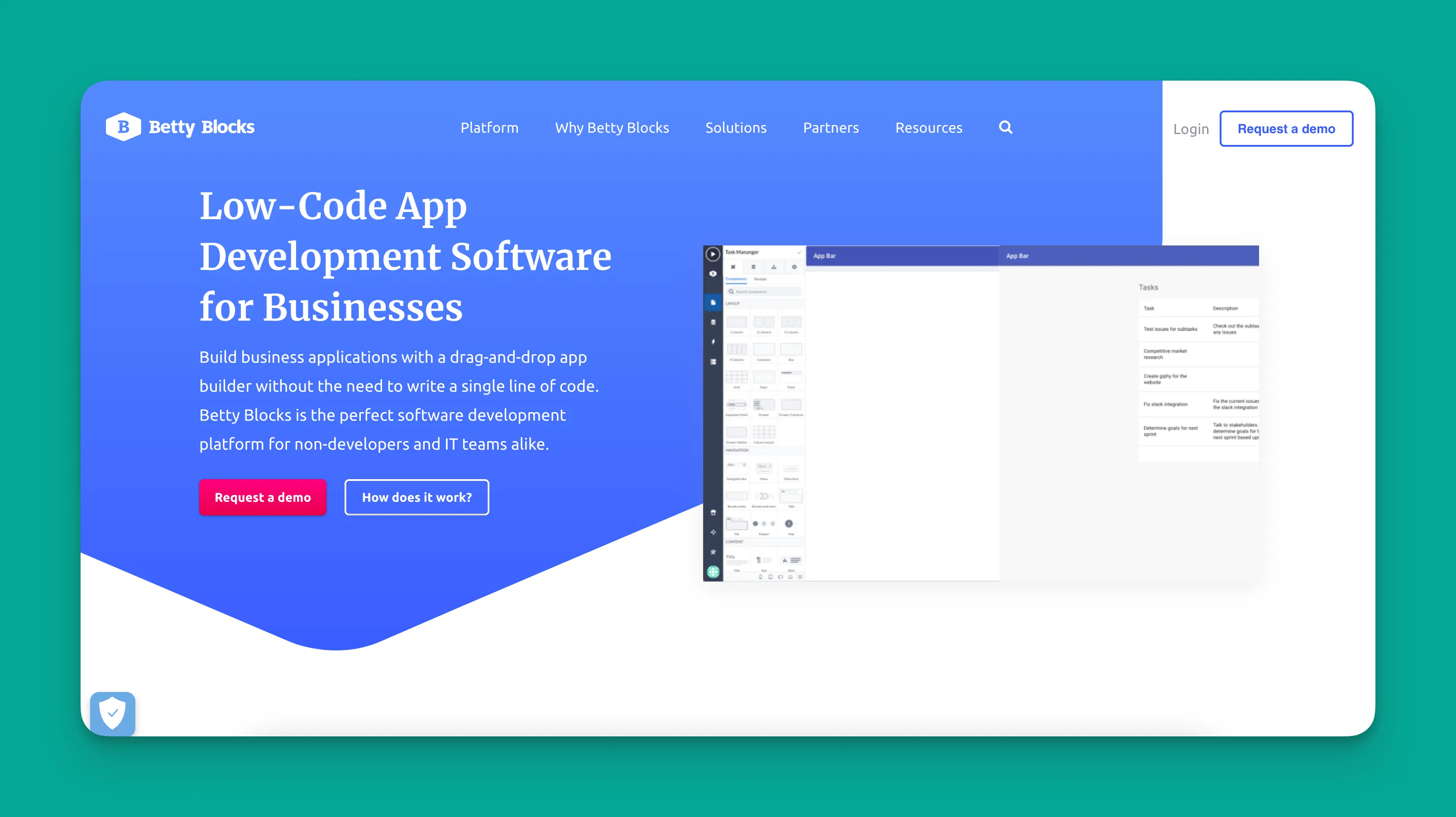 Betty Blocks enterprise no-code platform interface