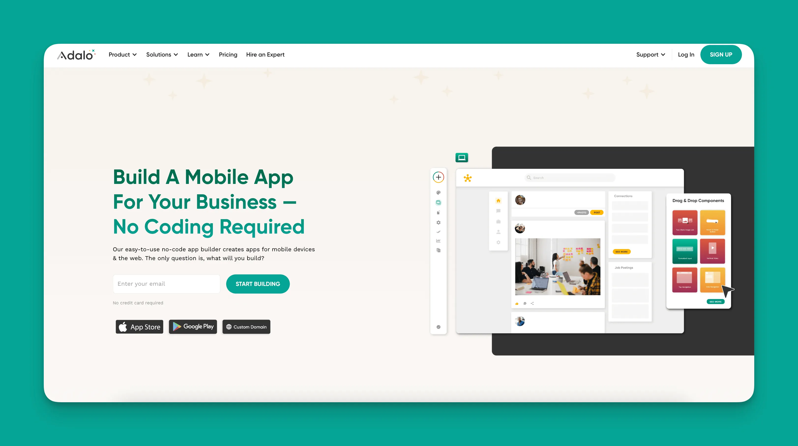 Adalo church app builder interface
