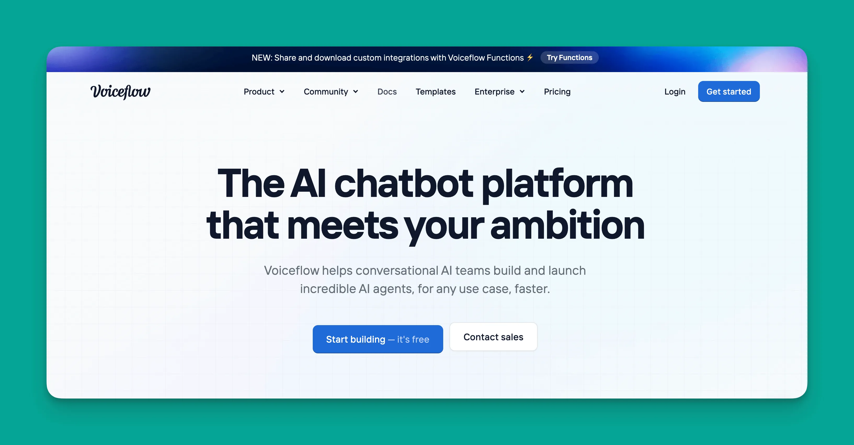 Voiceflow chatbot builder interface