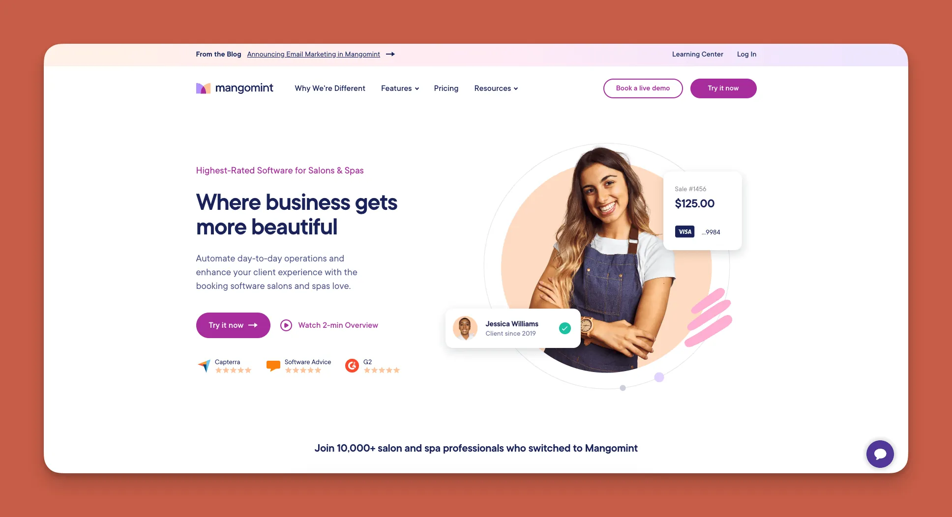 Mangomint salon management interface