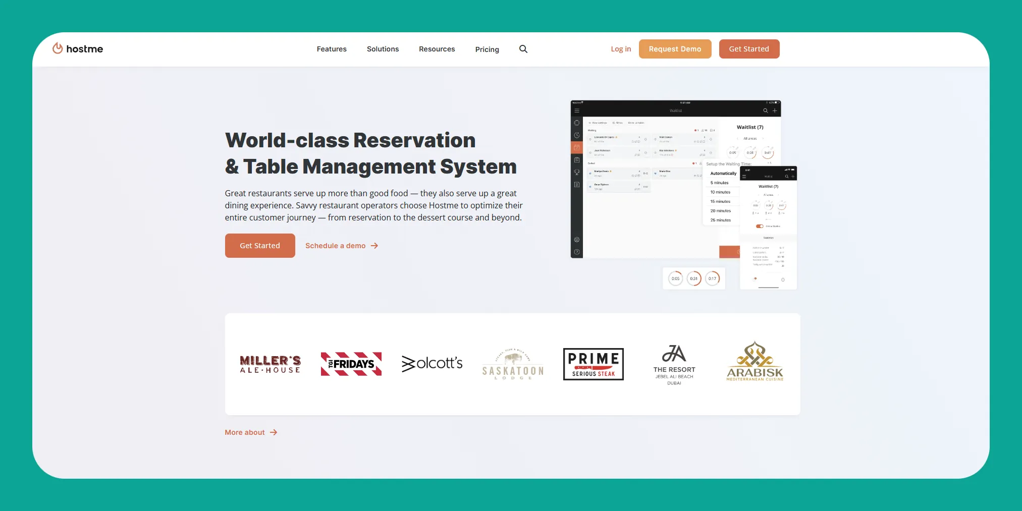 Hostme app interface