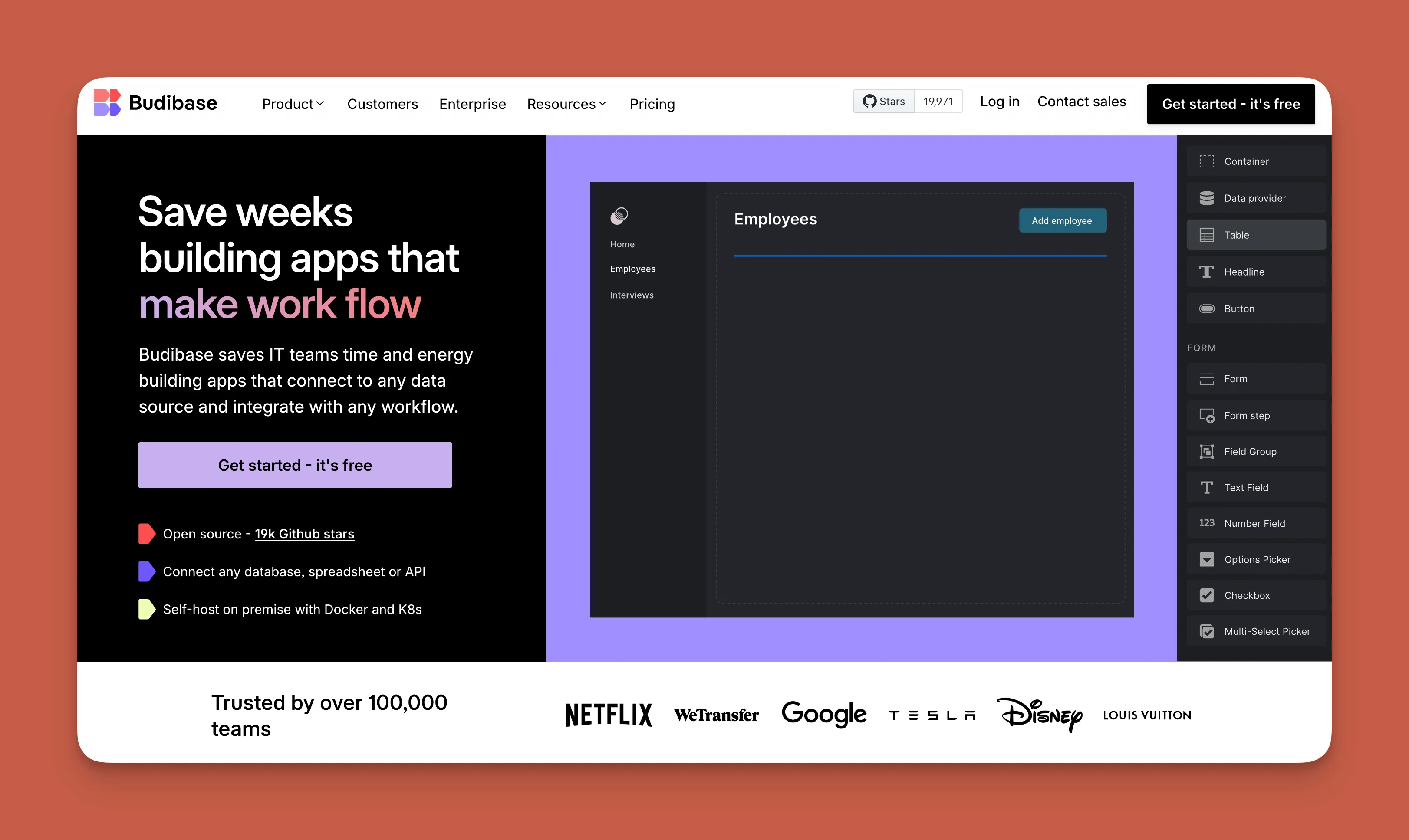 Budibase open-source web app builder interface