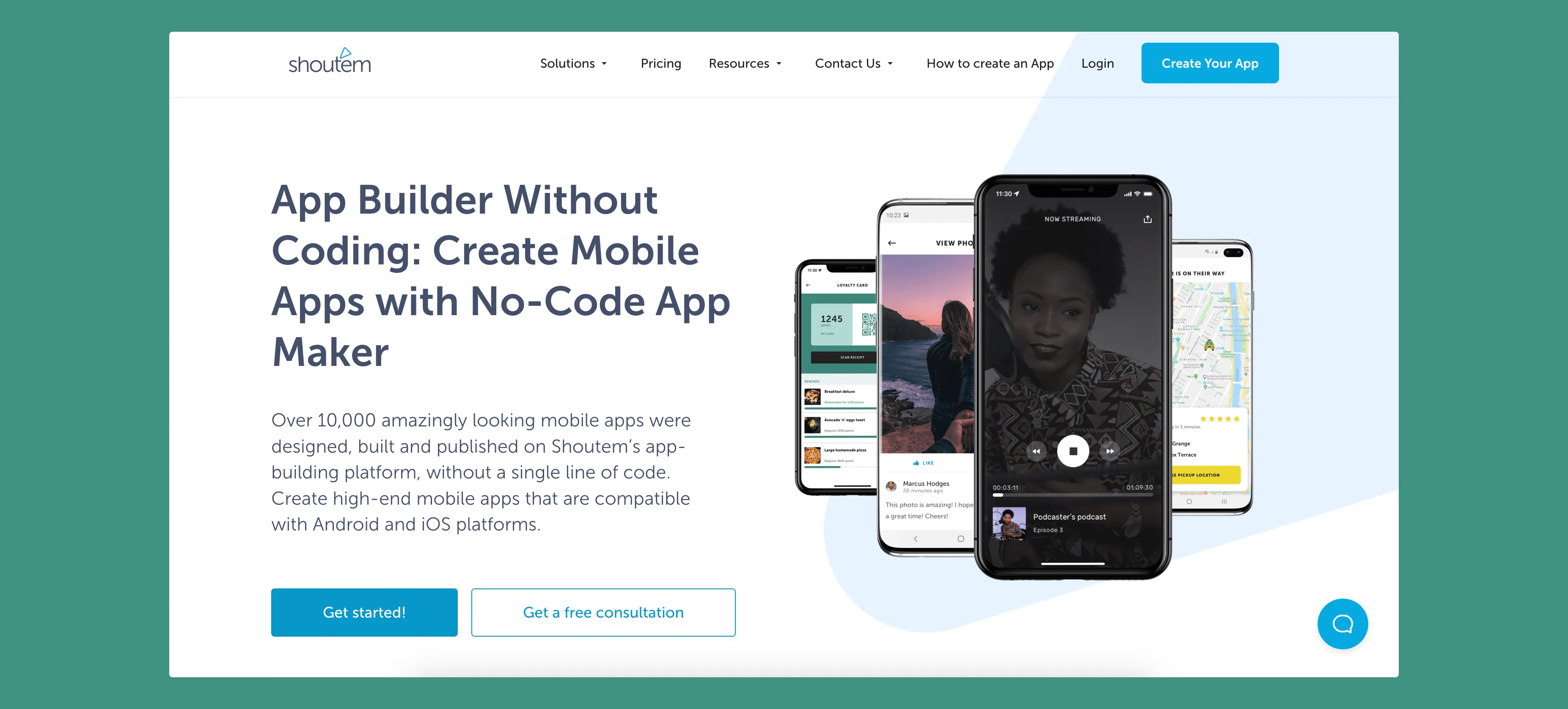Shoutem app builder interface