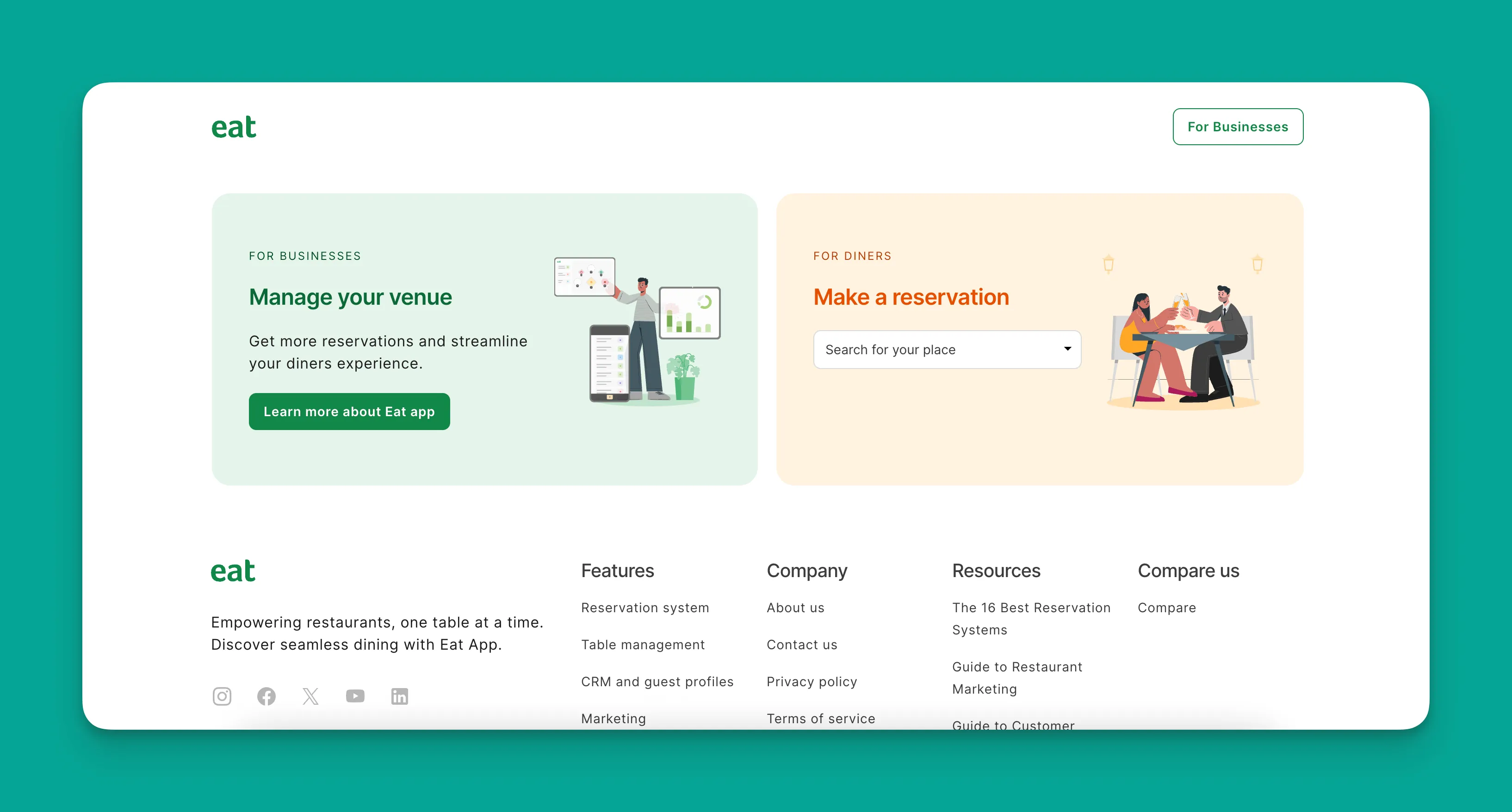 Eat App reservation interface