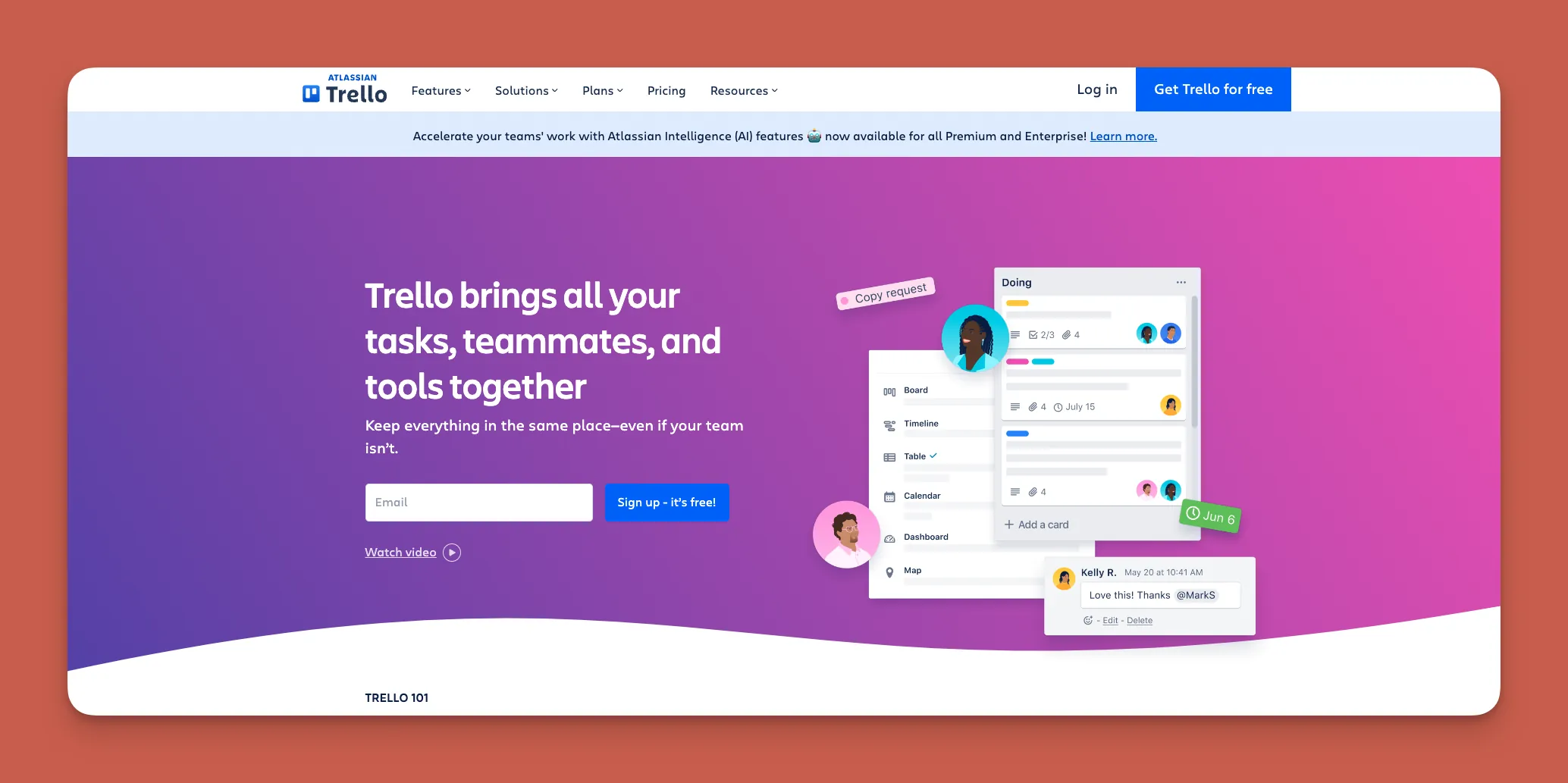 Trello project management interface