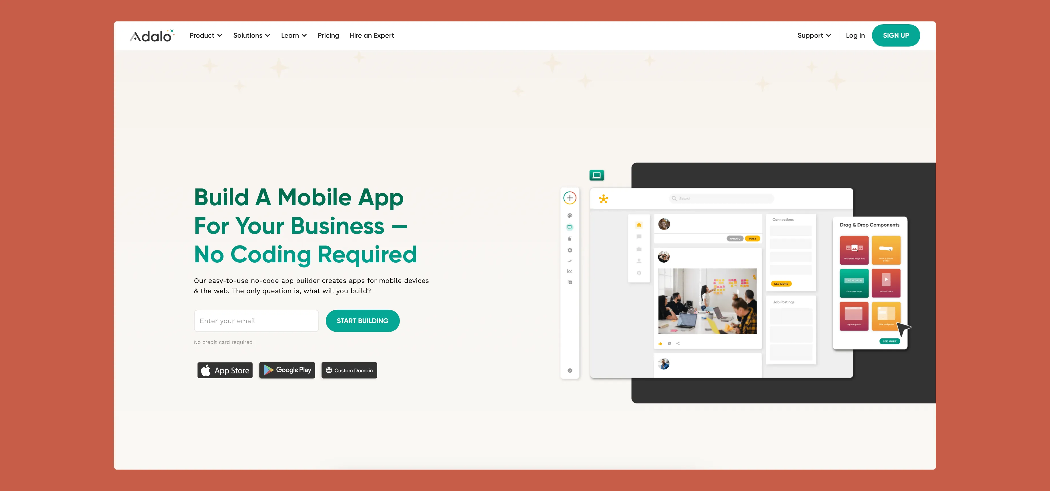 Adalo app builder interface for restaurant booking apps