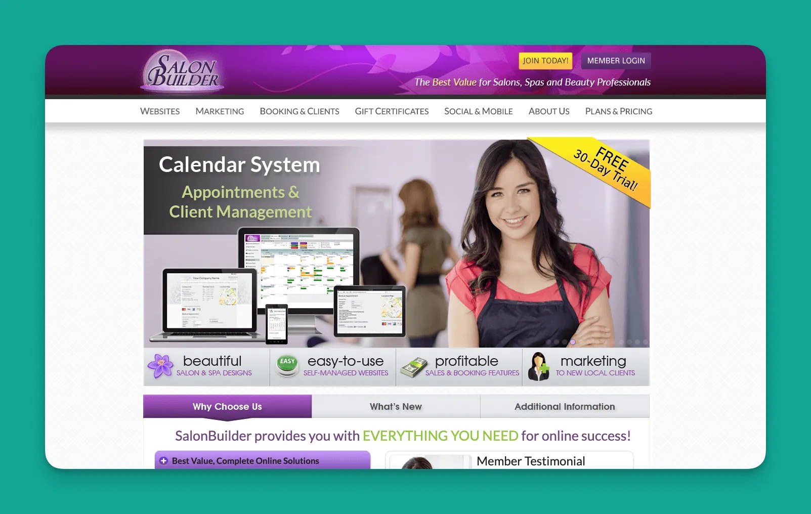 Salon Builder interface