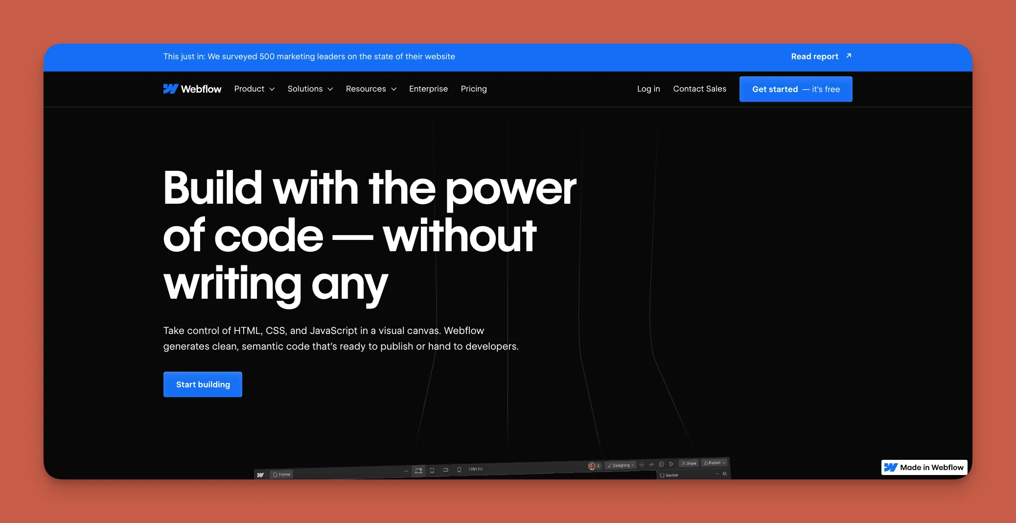 Webflow website builder interface