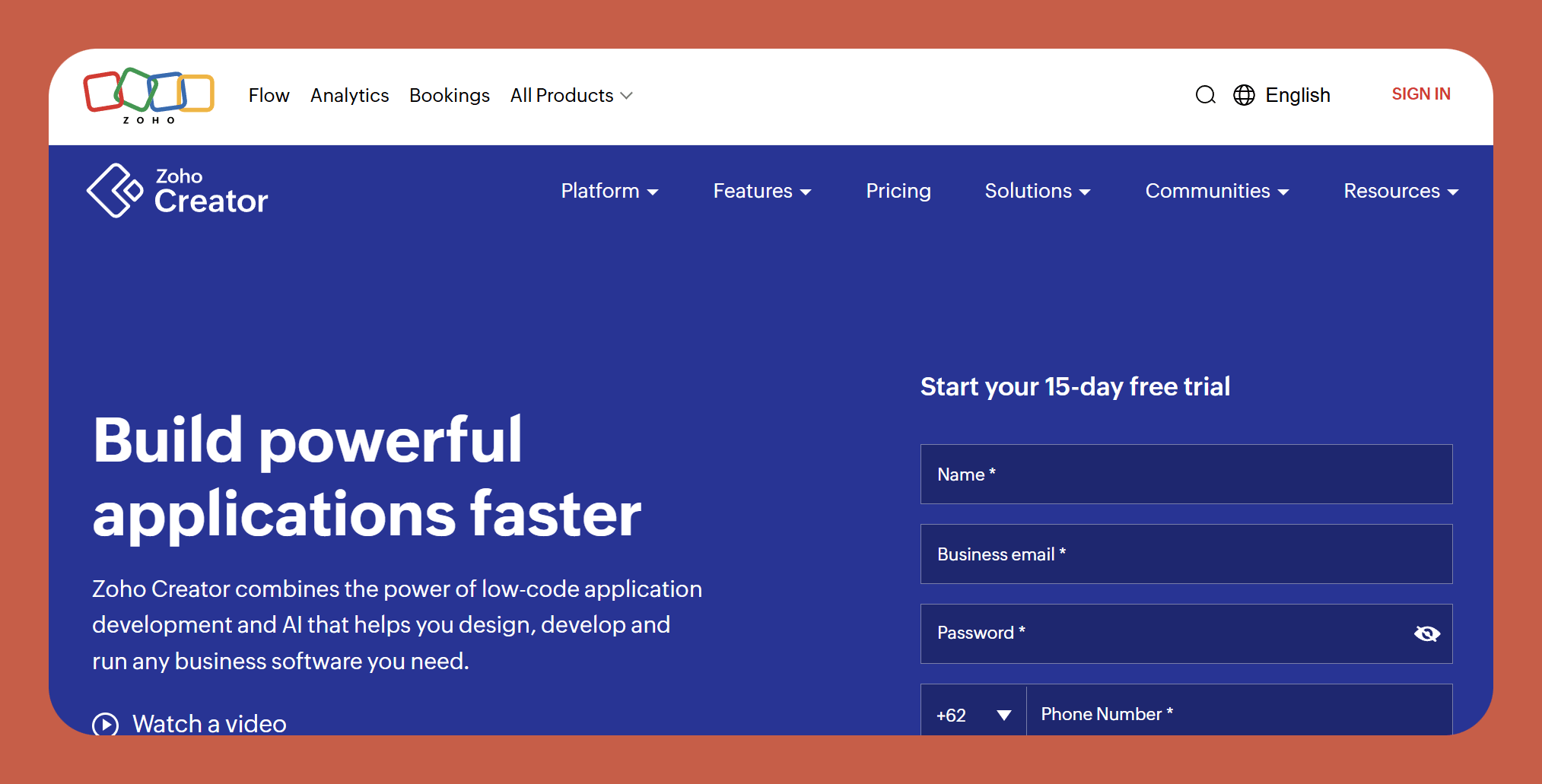 Zoho Creator interface