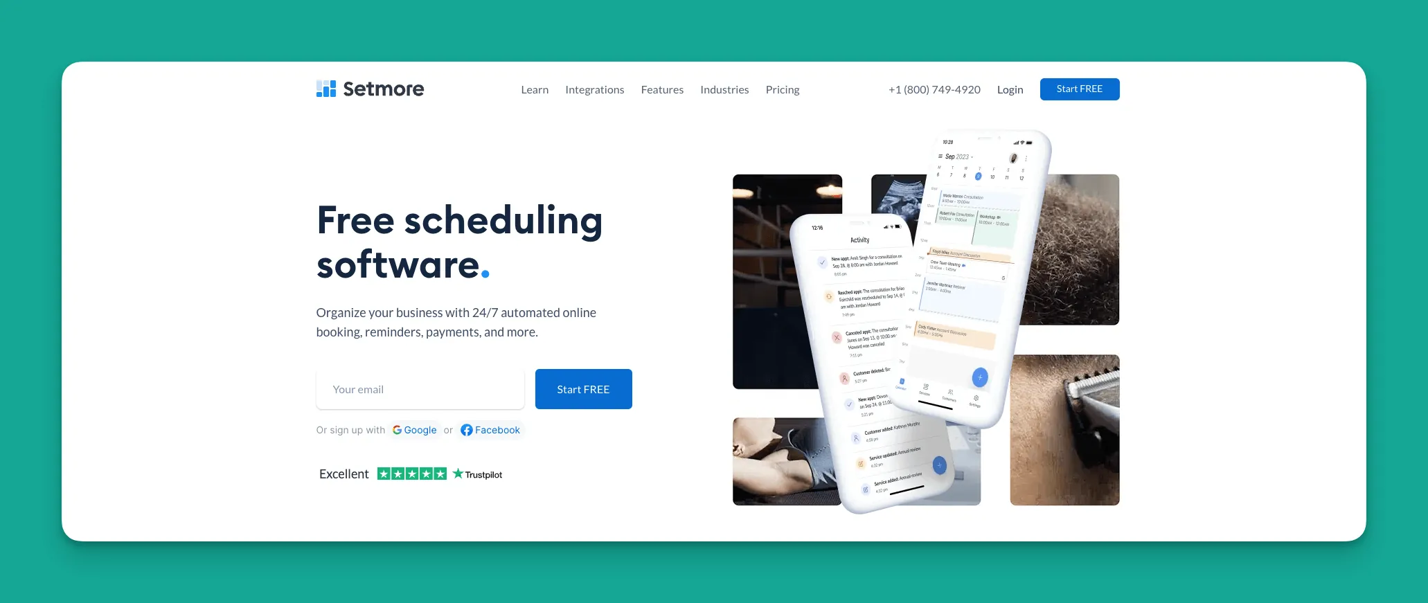 Setmore scheduling interface