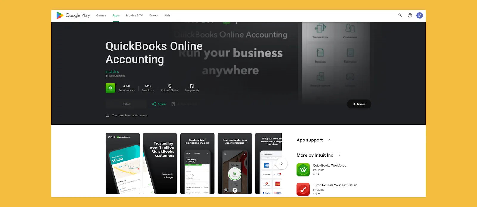 QuickBooks app interface