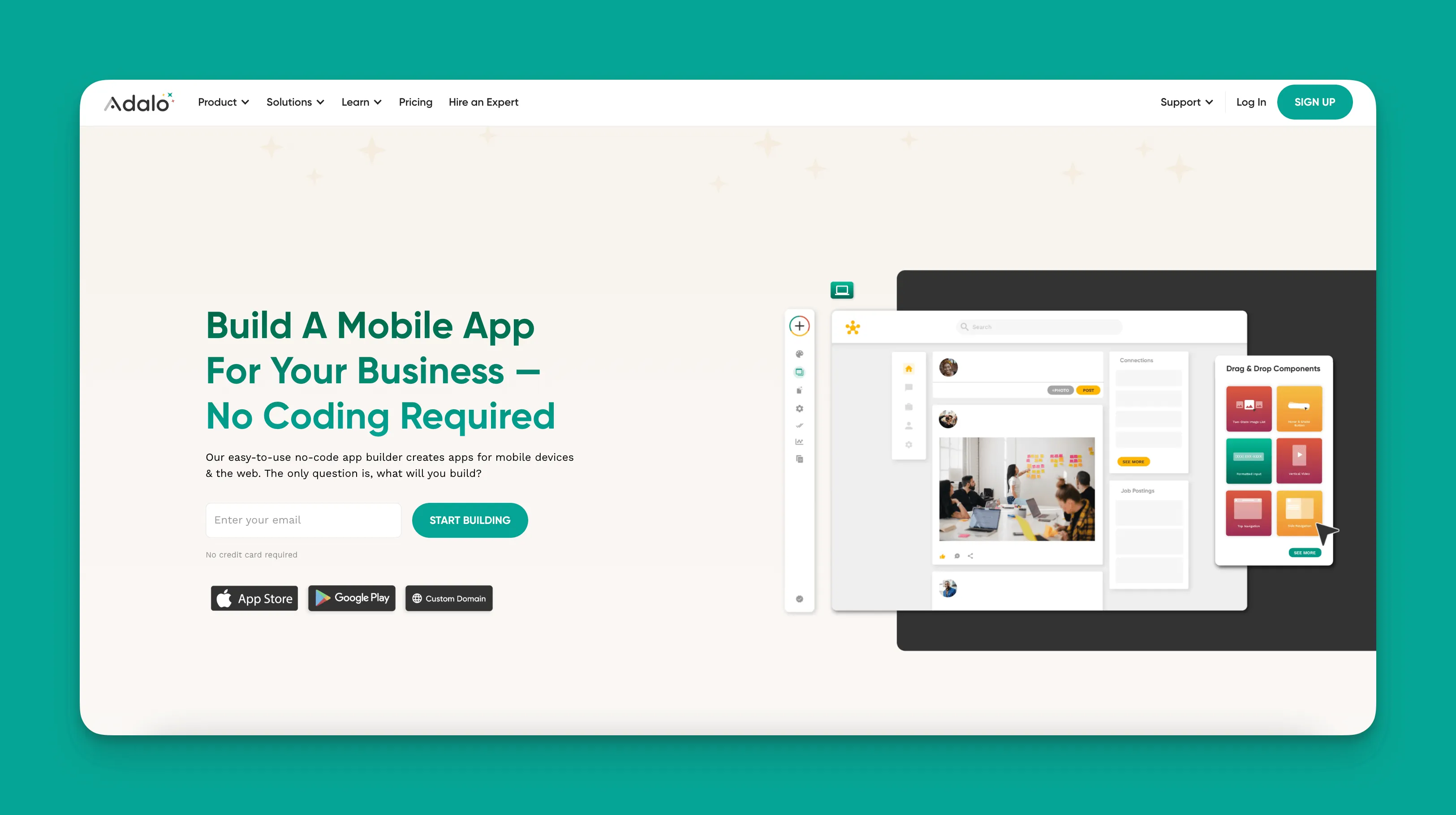 Adalo real estate app builder interface
