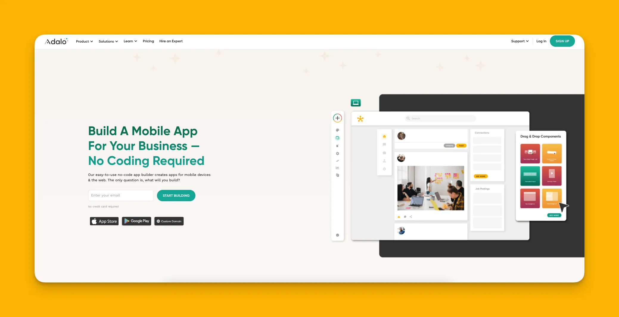 Adalo real estate app builder interface