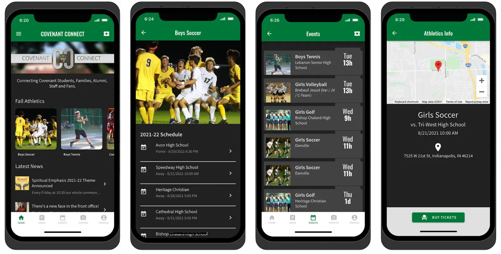 Covenant Connect app screens