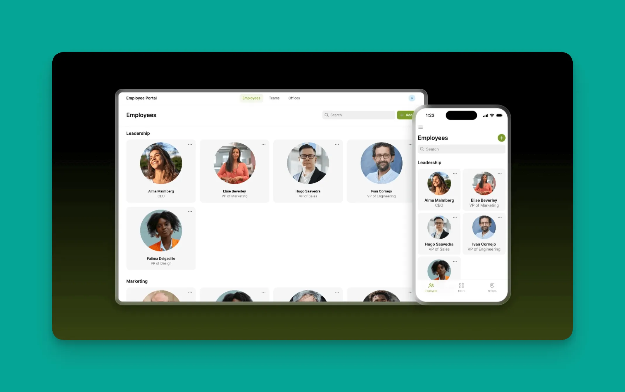 Glide employee portal template screenshot
