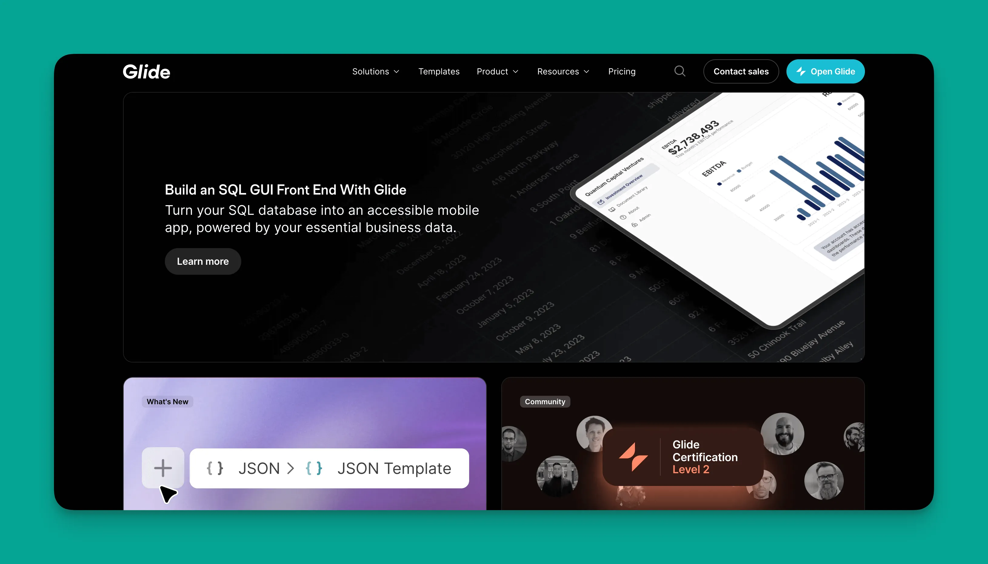 Glide app builder interface