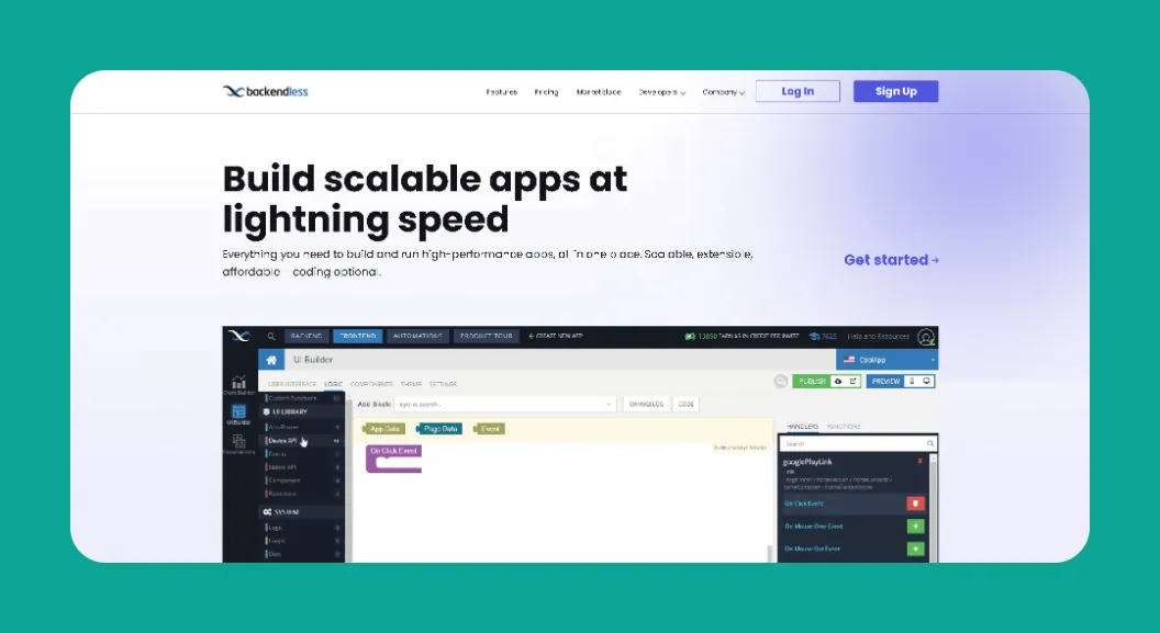 Backendless platform interface