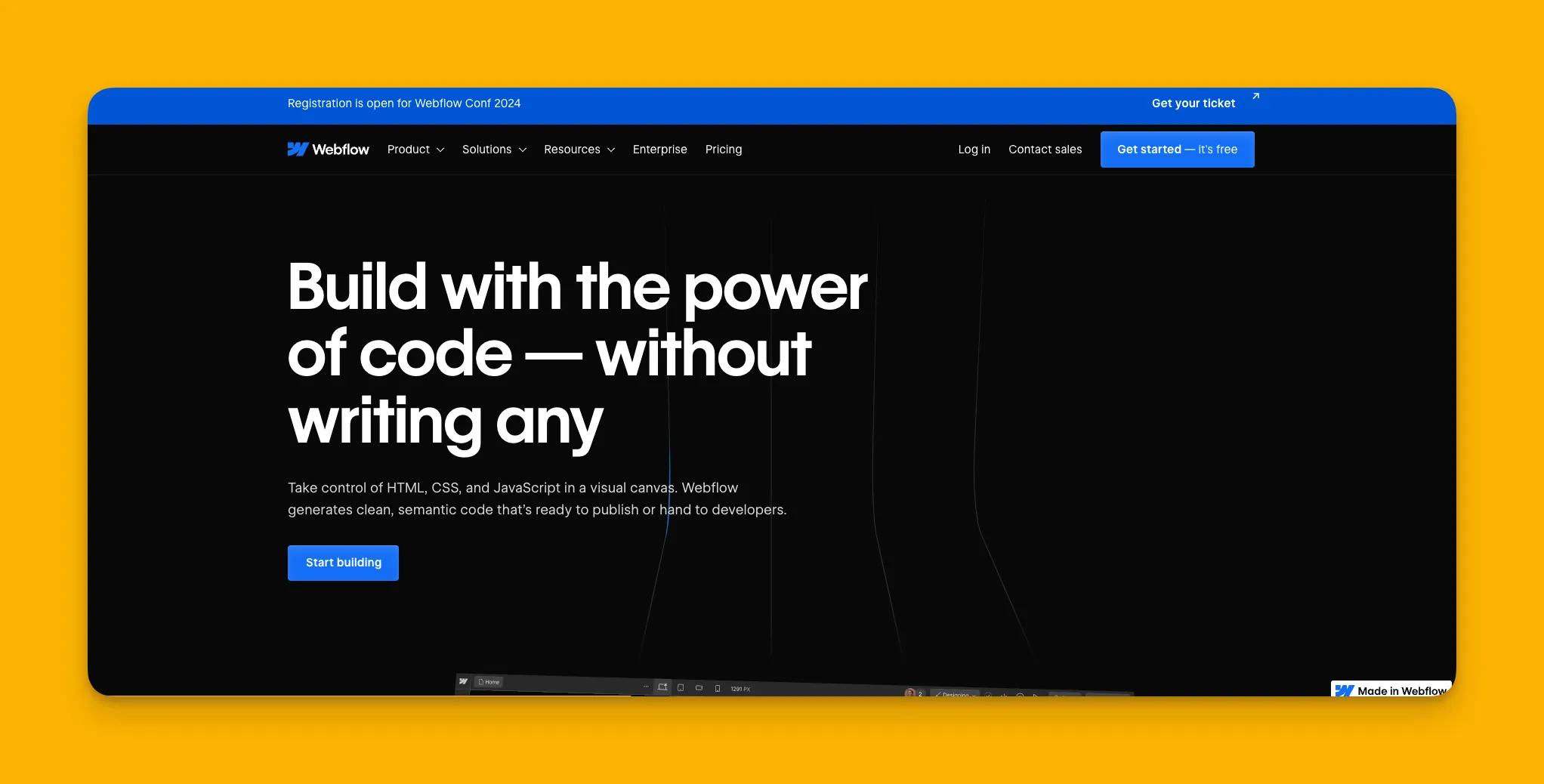 Webflow website builder interface