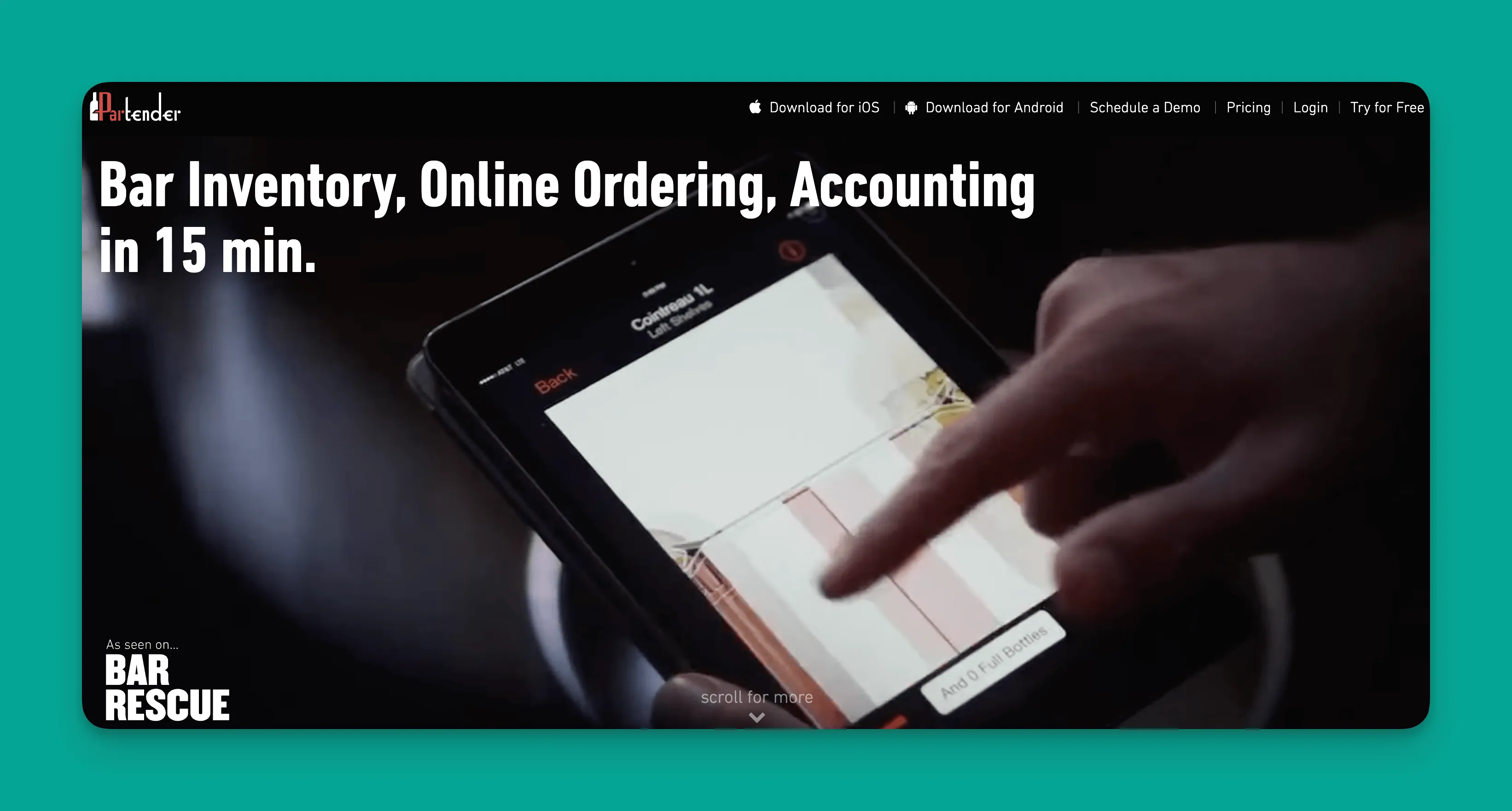 Partender bar inventory interface