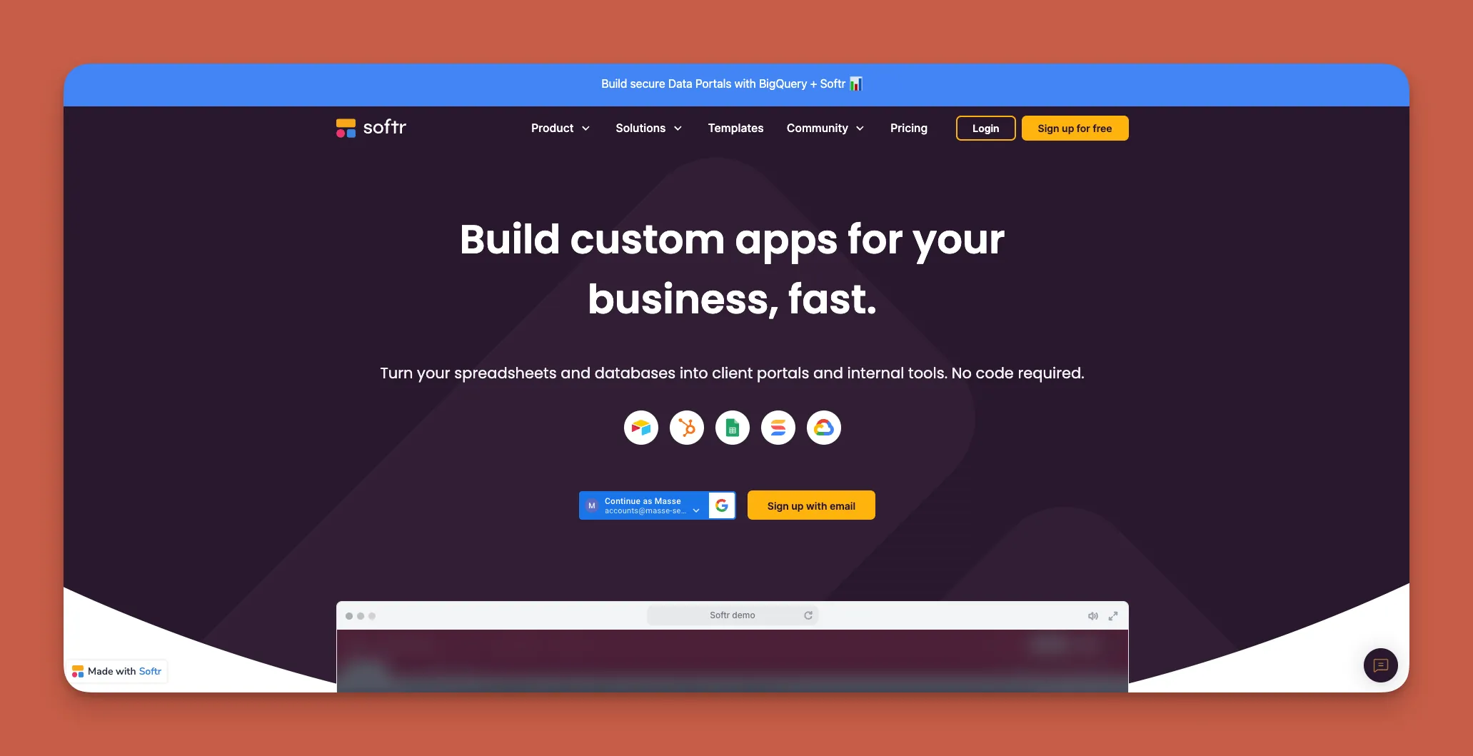Softr app builder interface