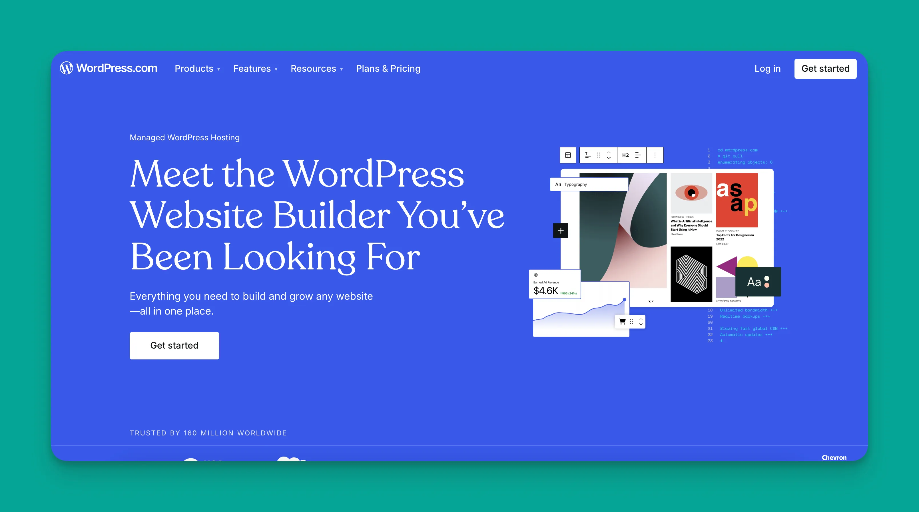 WordPress website builder interface