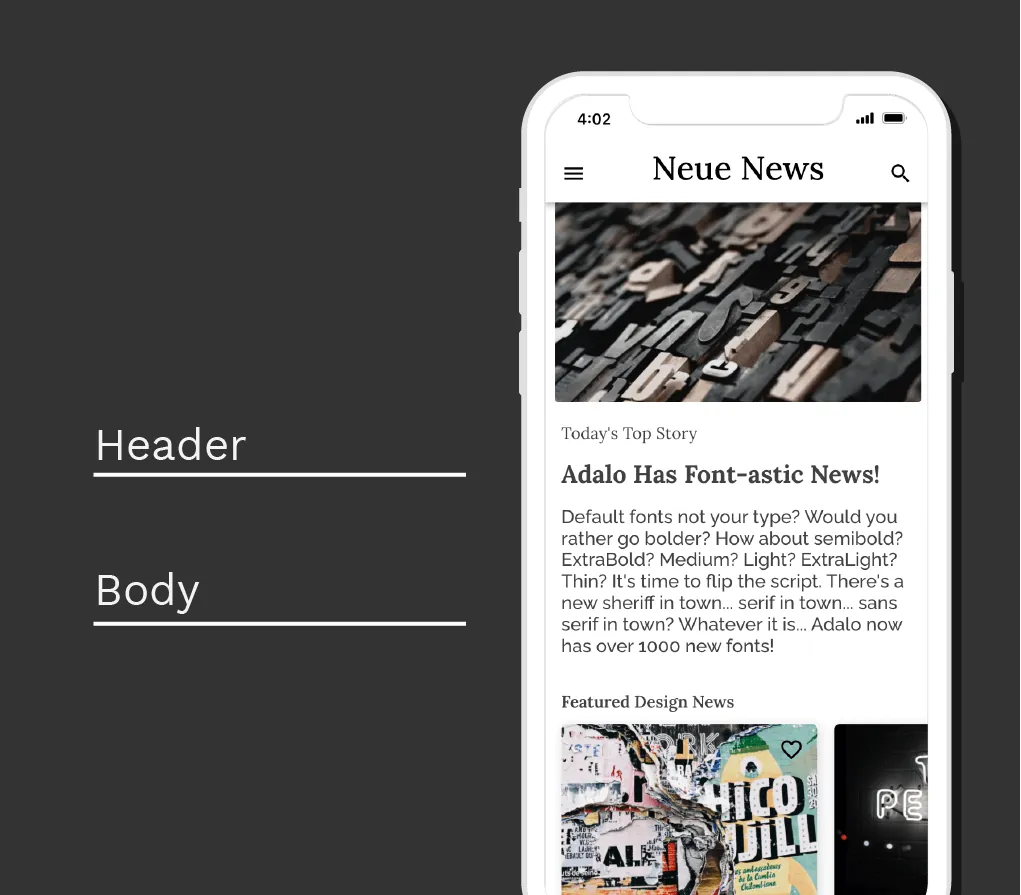 Typography hierarchy example