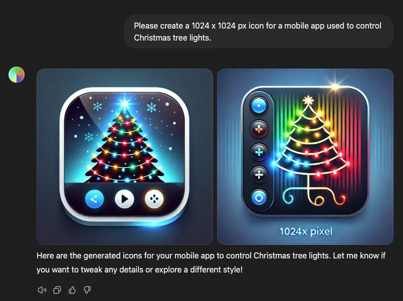 DALL-E generated app icon options