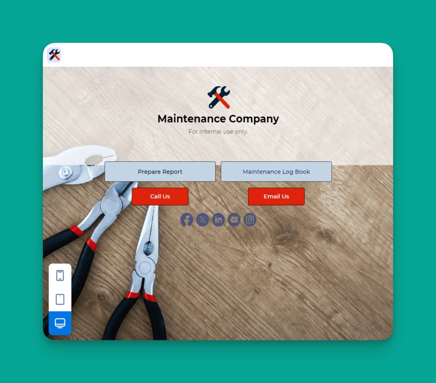 Jotform maintenance log template screenshot