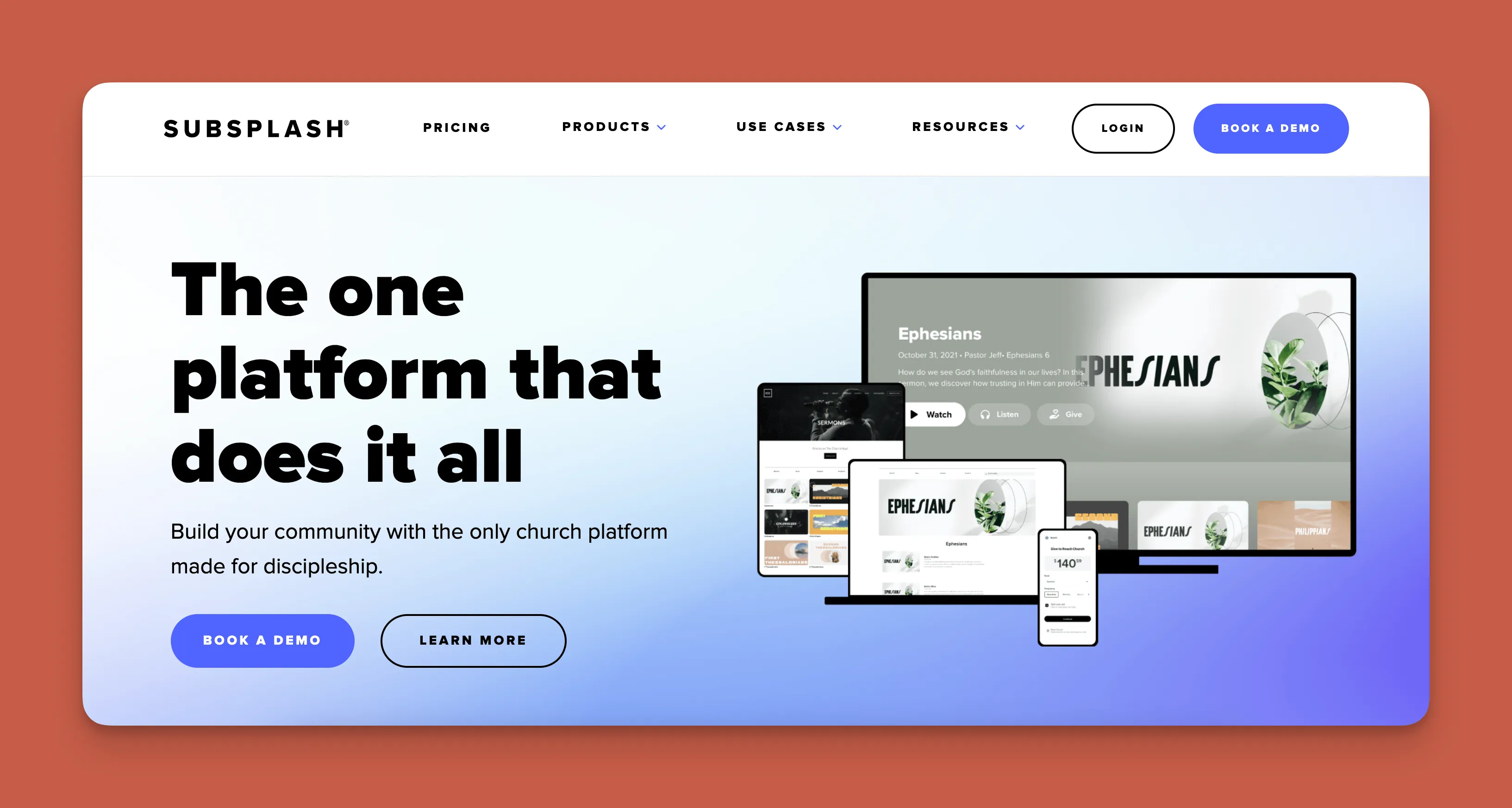 Subsplash church platform interface