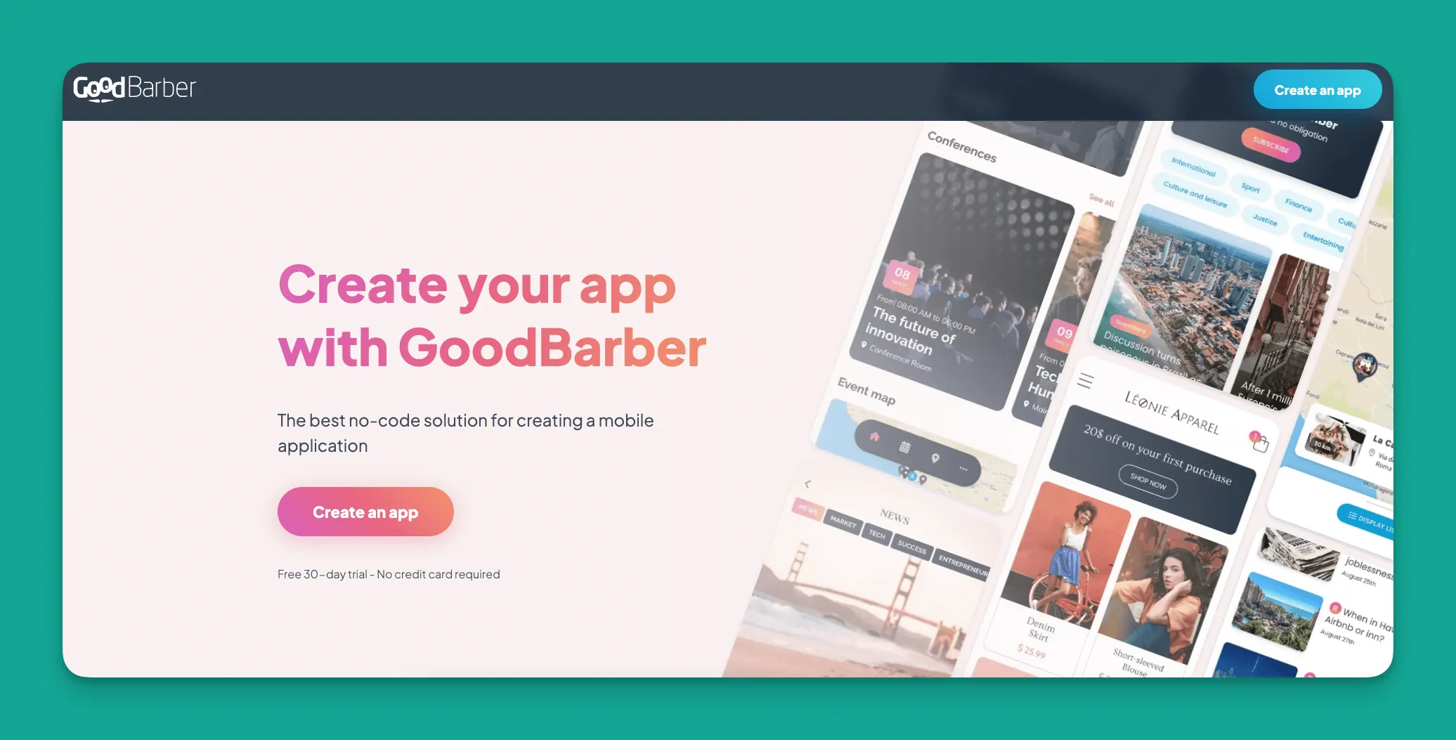 GoodBarber interface