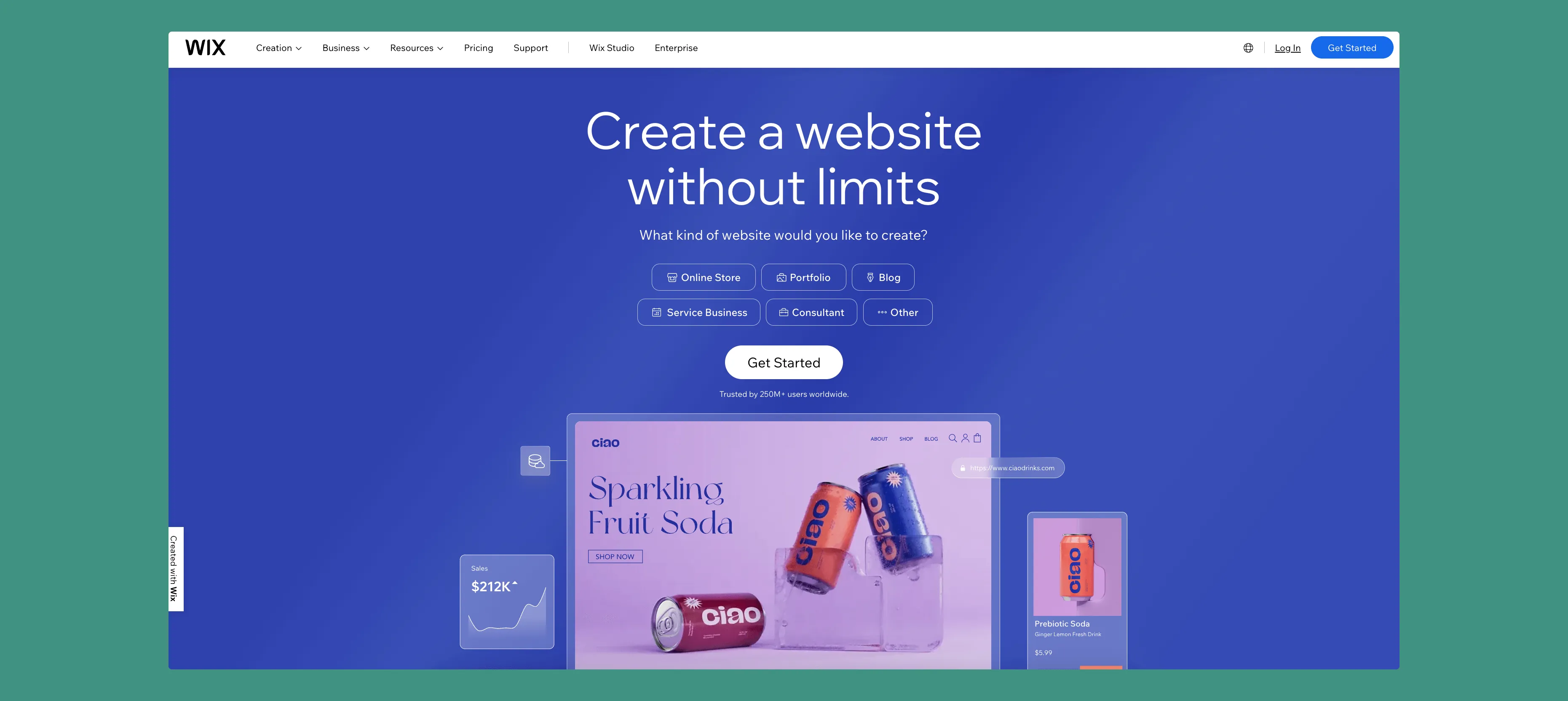 Wix website builder interface