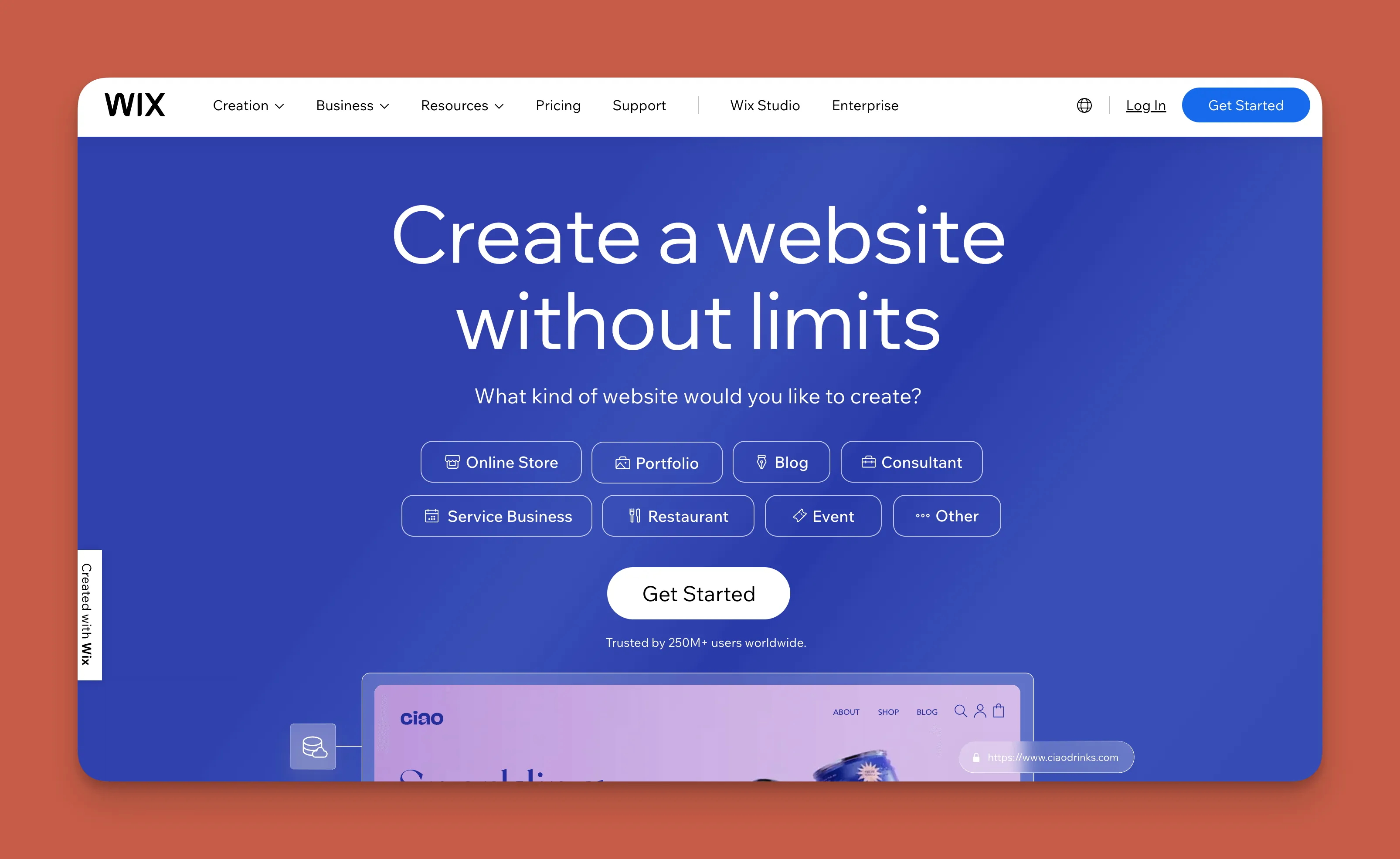 Wix website builder interface